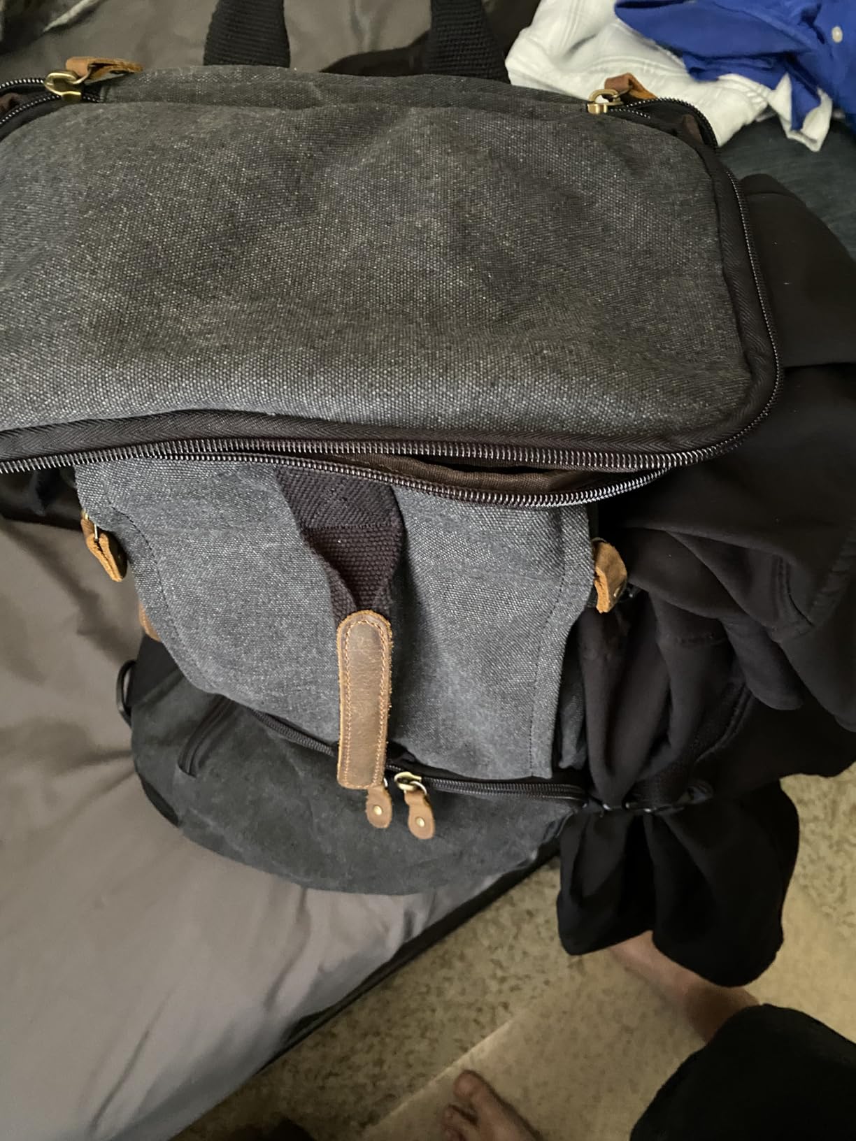 G-FAVOR 40L Travel Backpack for Men, Large Vintage Canvas Rucksack 3 in 1 Convertible Duffel Bag Carry On Backpack Fits for 17.3 Inch Laptop customer photo 2