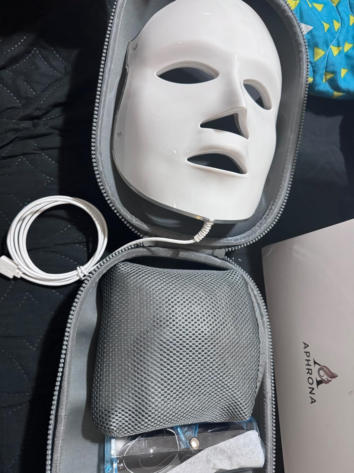 Aphrona® | FDA cleared Moonlight LED Facial Mask Skin Care Mask, LED Light Therapy for face, Red light Blue light for Acne Removal Wrinkle Reduction,450 Powerful LED Chips customer photo 2
