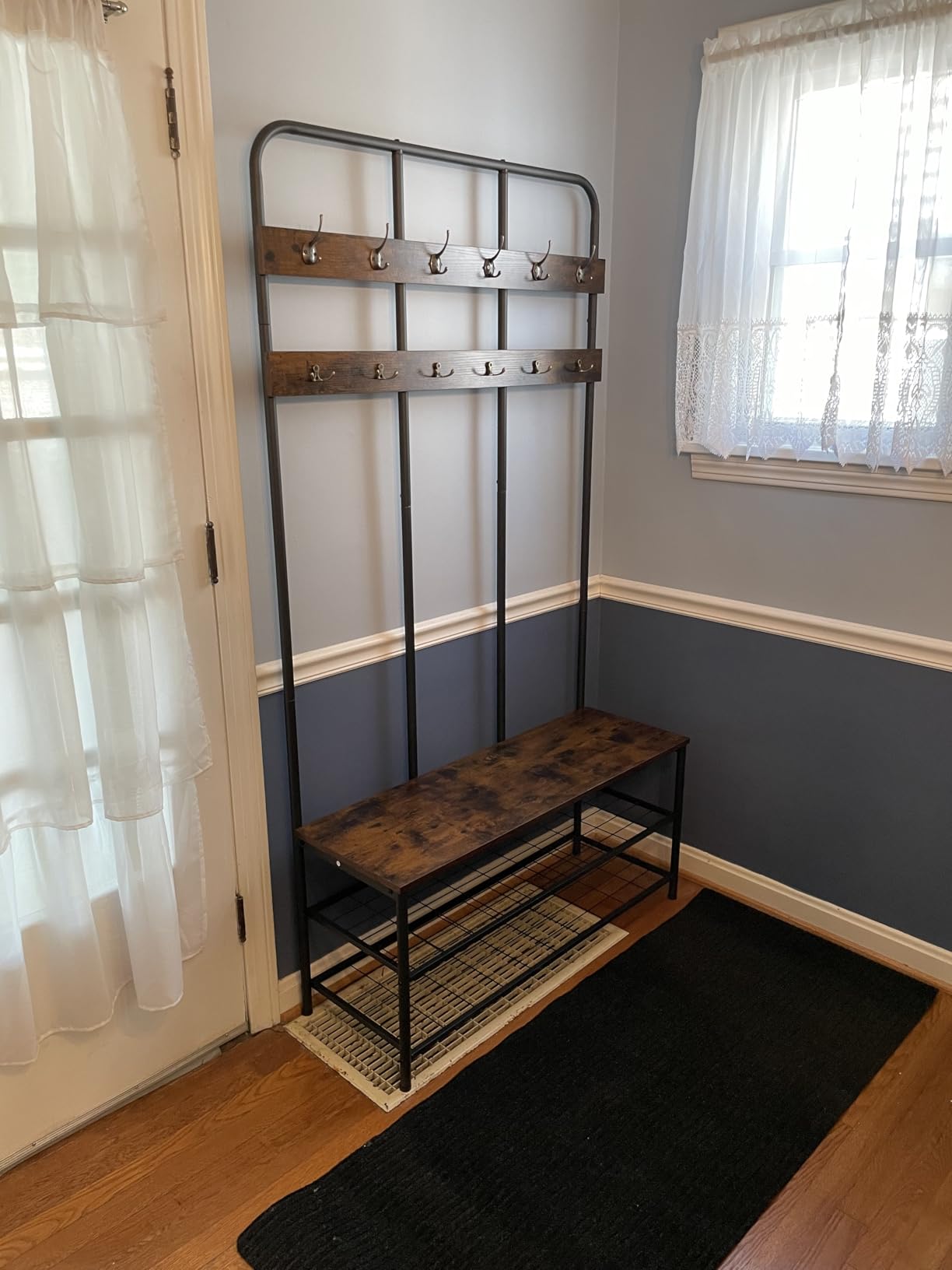 HOOBRO Hall Tree with Bench, Entryway Bench with Coat Rack, Mud Room Rack with 12 Double Hooks and Shoe Storage, Coat Tree, Shoe Rack Organizer, for Foyer, Front Door, Rustic Brown BF05MT01 customer photo 1