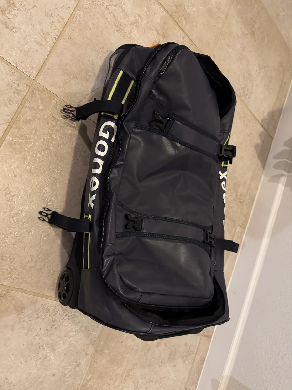 Gonex Rolling Duffle Bag with Wheels, Waterproof PVC Luggage, 33 in, Olive customer photo 2
