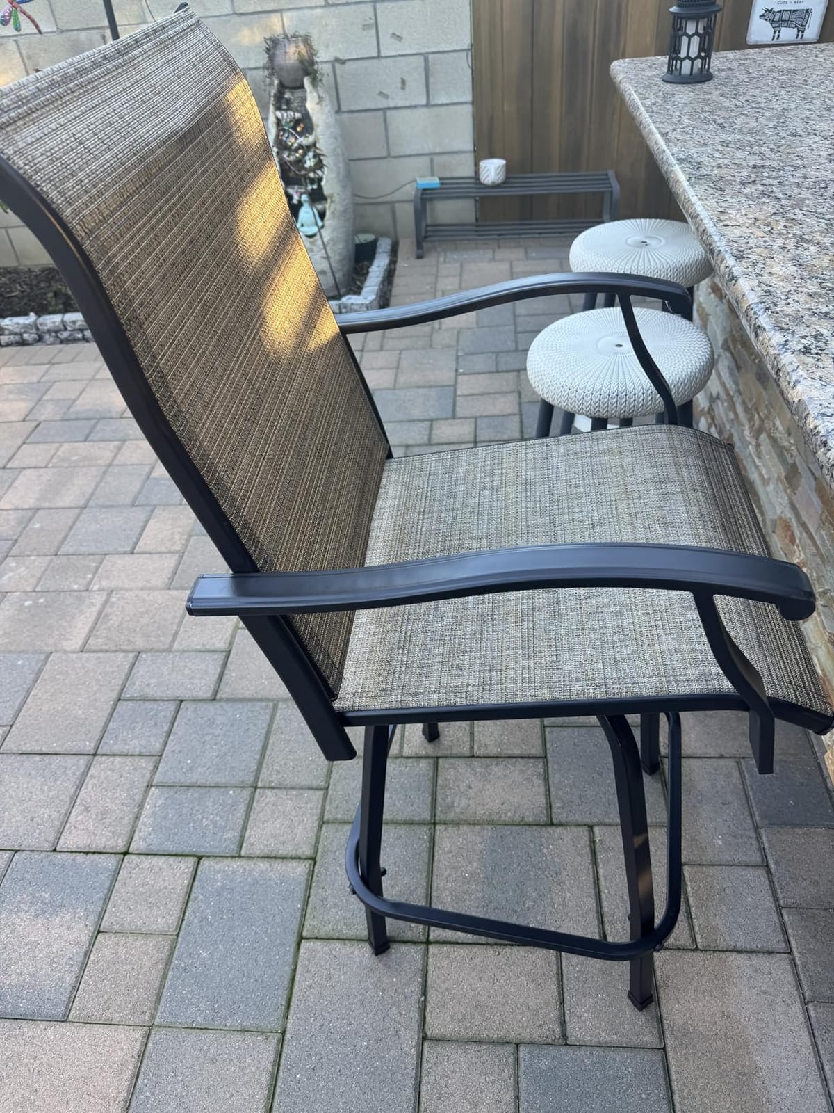 PHI VILLA Outdoor Swivel Bar Stools Set of 2, High Top Patio Chairs customer photo 2