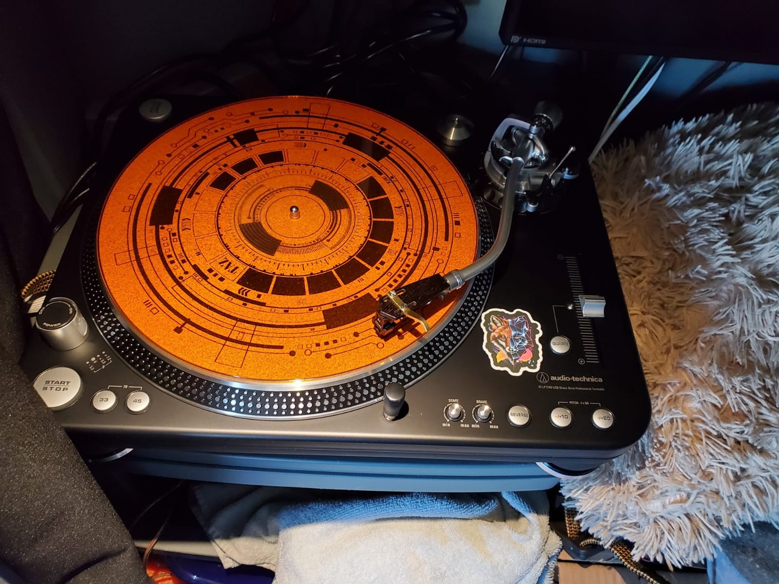 Premium slipmat - Cork Turntable Mat [4mm Thick] for Better Sound Support on Vinyl LP Record Player - Cork mat Original Geometric Design Psychedelic Geometric Skull Art-m10 customer photo 1