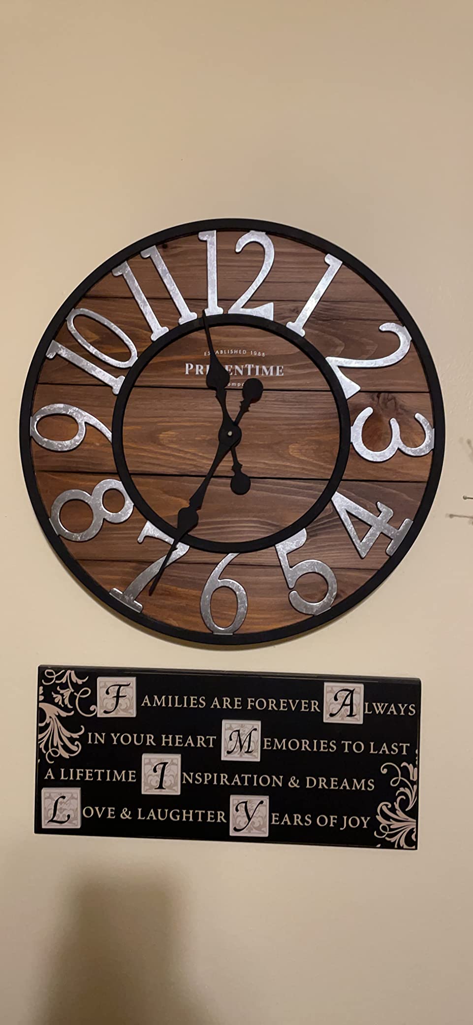 Presentime Vintage Farmhouse Series, Galvanized Rustic Barnwood Clock customer photo 2