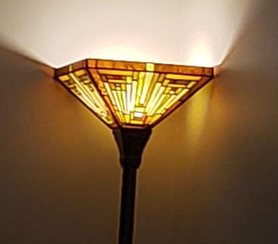 Capulina Tiffany Lamp Antique Amber Brown Stained Glass Torchiere Floor Lamp customer photo 2