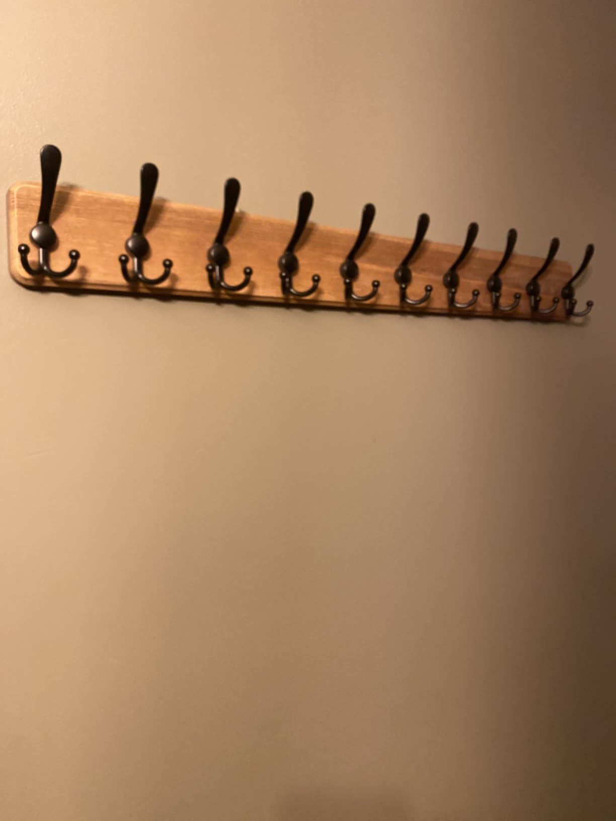 Dseap Coat Rack Wall Mounted - 5 Tri Hooks, Heavy Duty, Wooden Wall Coat Hanger Coat Hook for Clothes Hat Jacket Clothing, Natural & Black customer photo 2