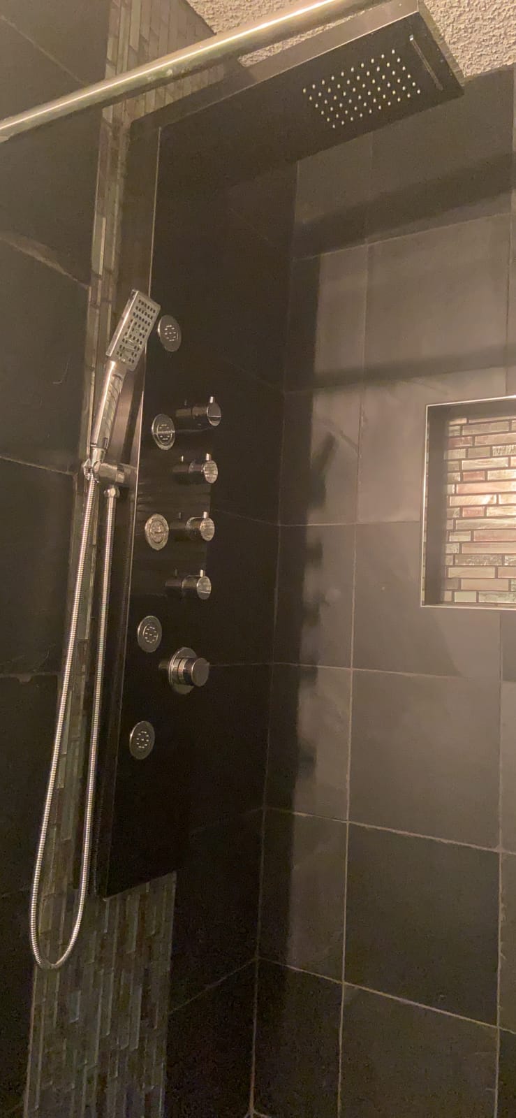 ROVATE 4-in-1 Rainfall Waterfall Shower Panel Tower System, Brushed Finish customer photo 1