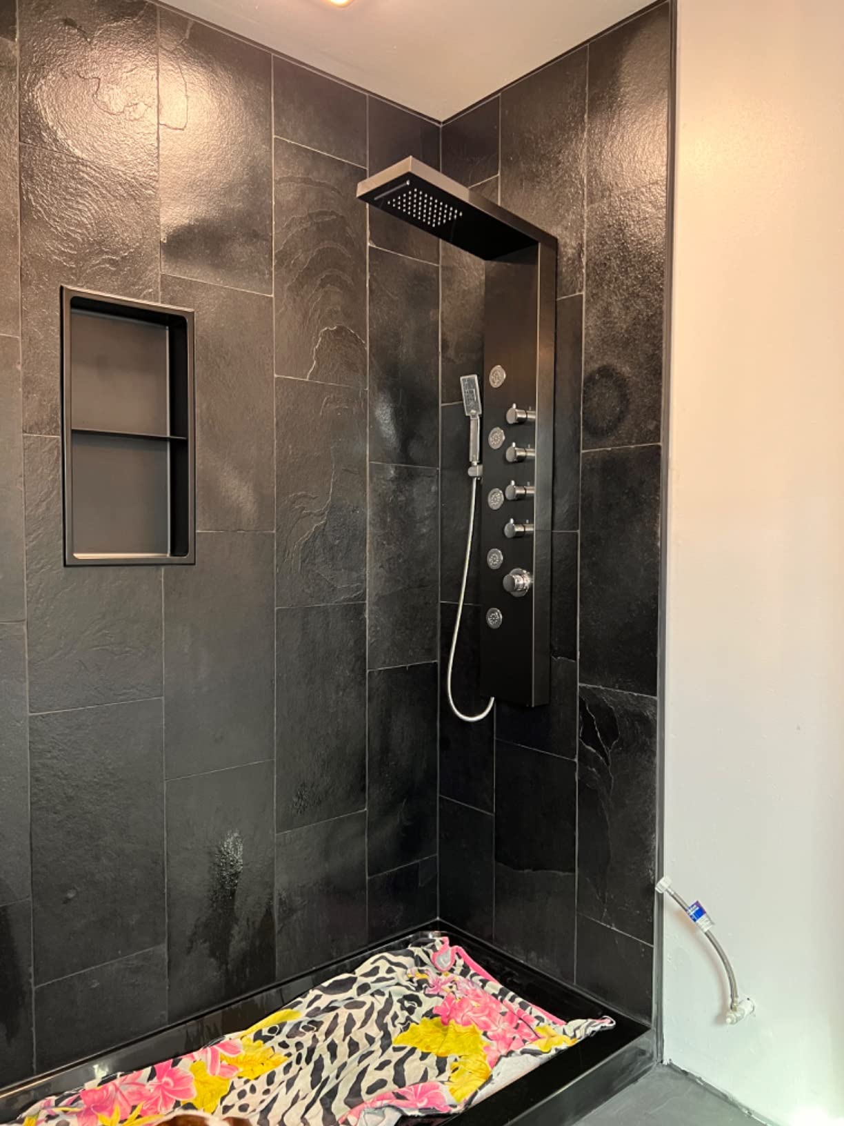 ROVATE 4-in-1 Rainfall Waterfall Shower Panel Tower System, Brushed Finish customer photo 2