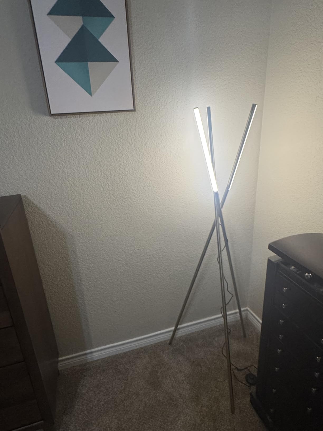 Brightech Stix LED Tripod Floor Lamp for Living Room - Dimmable Modern Standing Lamp, with 3 Lights for Bedroom - Contemporary Office Lighting- Gold / Antique Brass customer photo 1