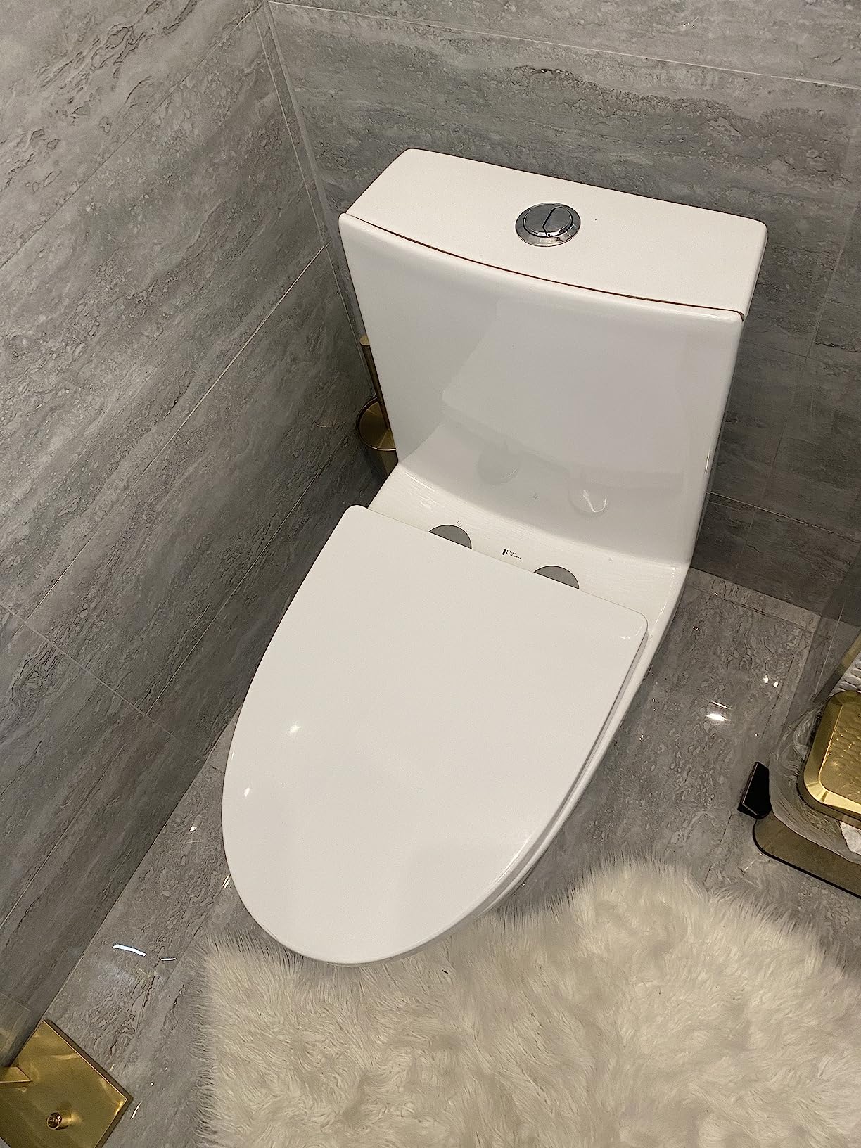 Fine Fixtures Dual-Flush Elongated One Piece Toilet Bowl - Soft Close Seat with Dual Flush in White… customer photo 1