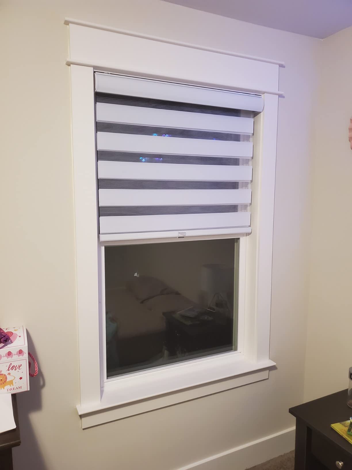 CHICOLOGY Zebra Blinds Cordless, Light Filtering, White Shade, 29W x 72H customer photo 1