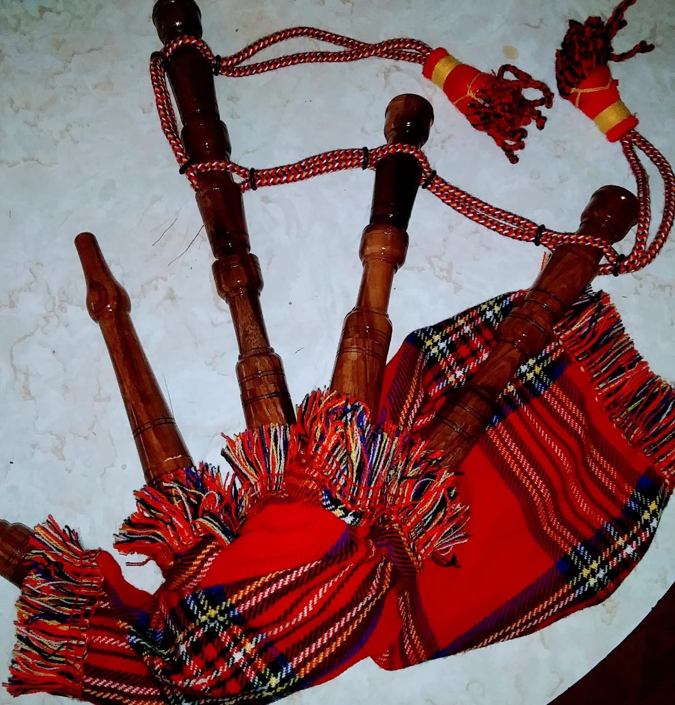 Mini bagpipe Rosewood irish Royal Stewart cover & cord Starter playable for beginner kids junior set comes with 2 free reeds and instruction customer photo 1
