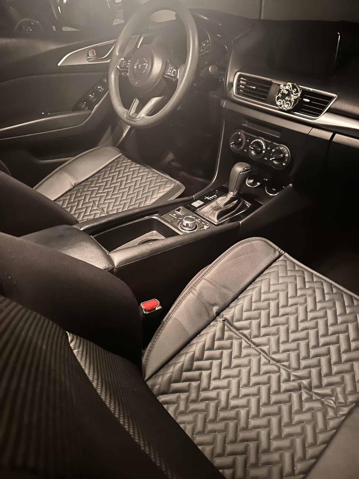 West Llama Pu Leather Car Seat Bottom Covers Protectors Include 1 Pair Front Driver Seat Pad Mat and 1 Rear Bench Cover Universal Fit 90% Vehicles,Black customer photo 2