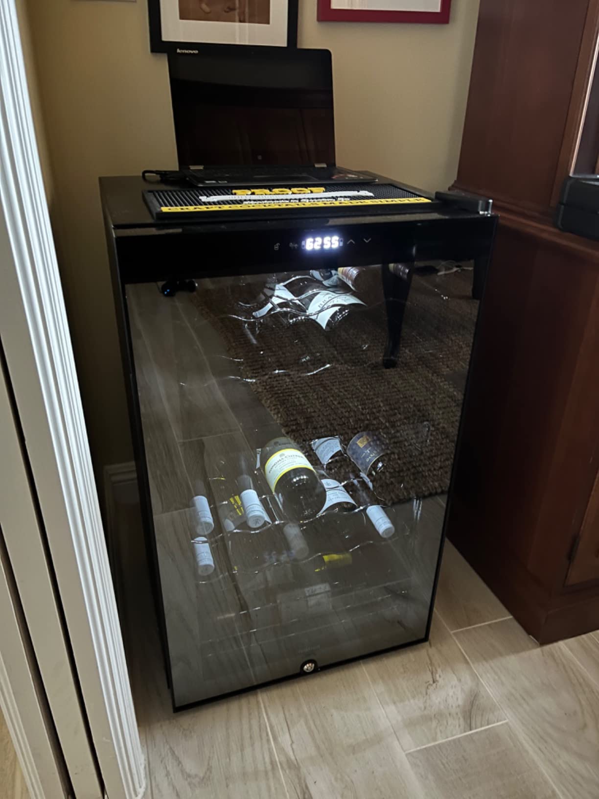 Ivation 33 Bottle Dual Zone Wine Cooler Refrigerator w/Lock | Large Freestanding Wine Cellar For Red, White, Champagne & Sparkling Wine | 41f-64f Digital Temperature Control Fridge Glass Door Black customer photo 1