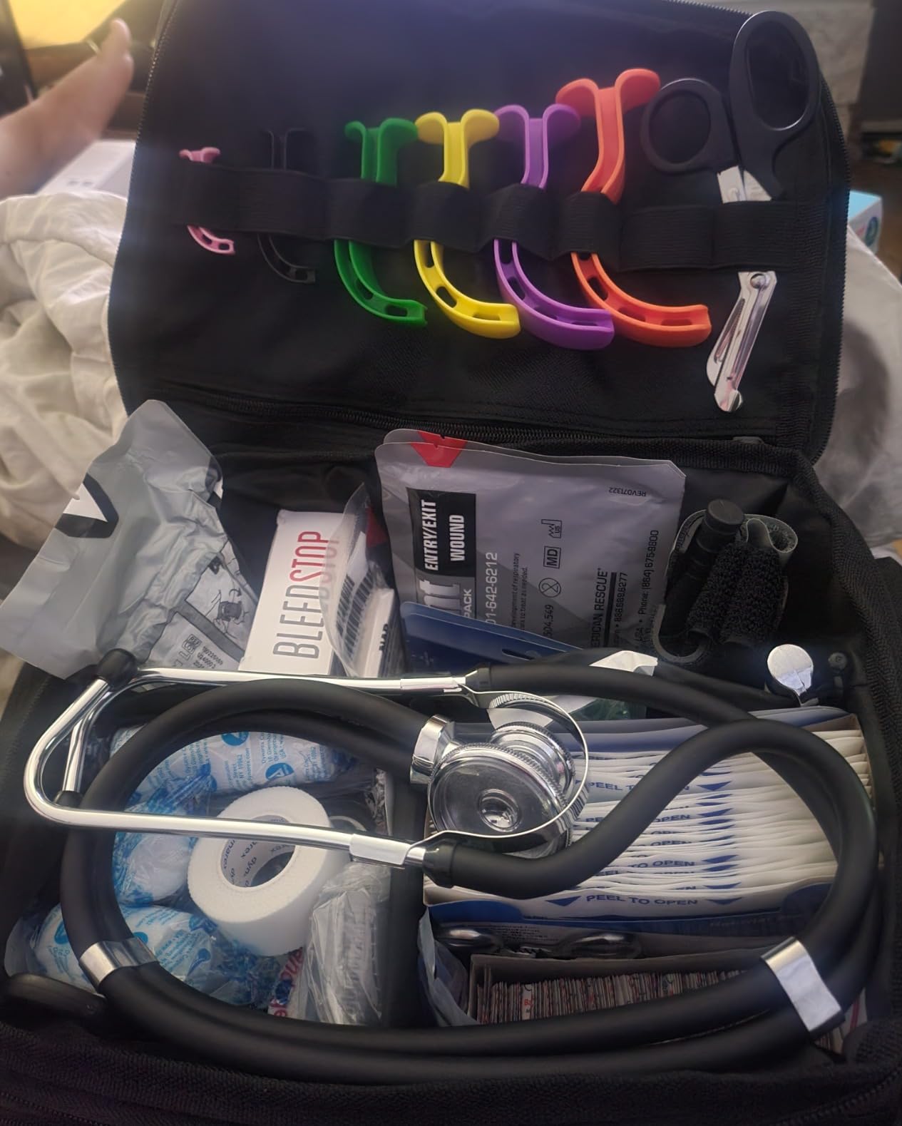 Scherber First Responder Fully-Stocked Professional Essentials EMT/EMS Trauma Kit | HSA/FSA Approved | Reflective Bag w/8 Zippered Pockets & Compartments & 200+ First Aid Supplies - Black customer photo 1