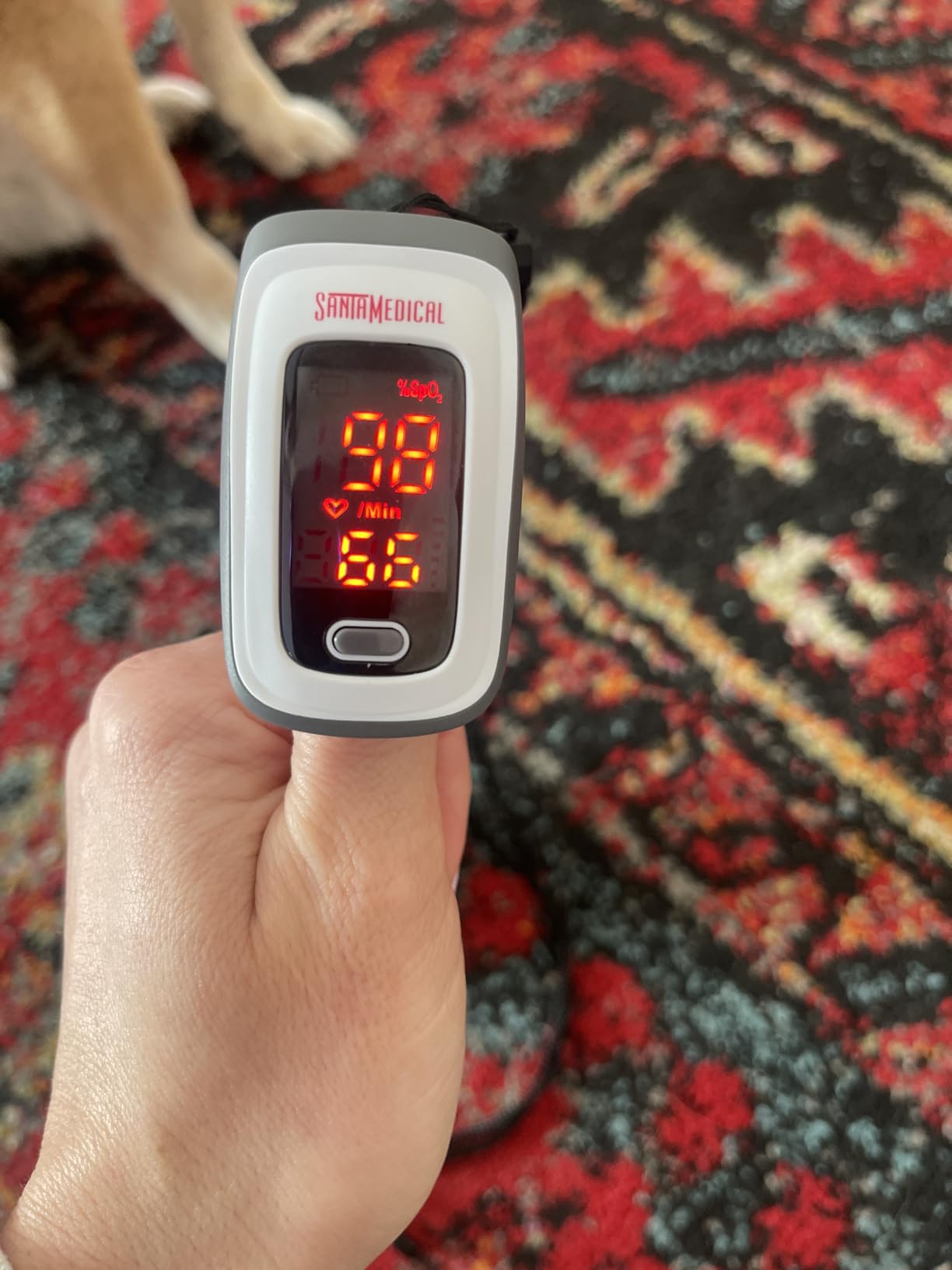 Fingertip Pulse Oximeter, Blood Oxygen Saturation Monitor (SpO2) with Pulse Rate Measurements and Pulse Bar Graph, Portable Digital Reading LED Display, Batteries and Carry Case Included customer photo 2