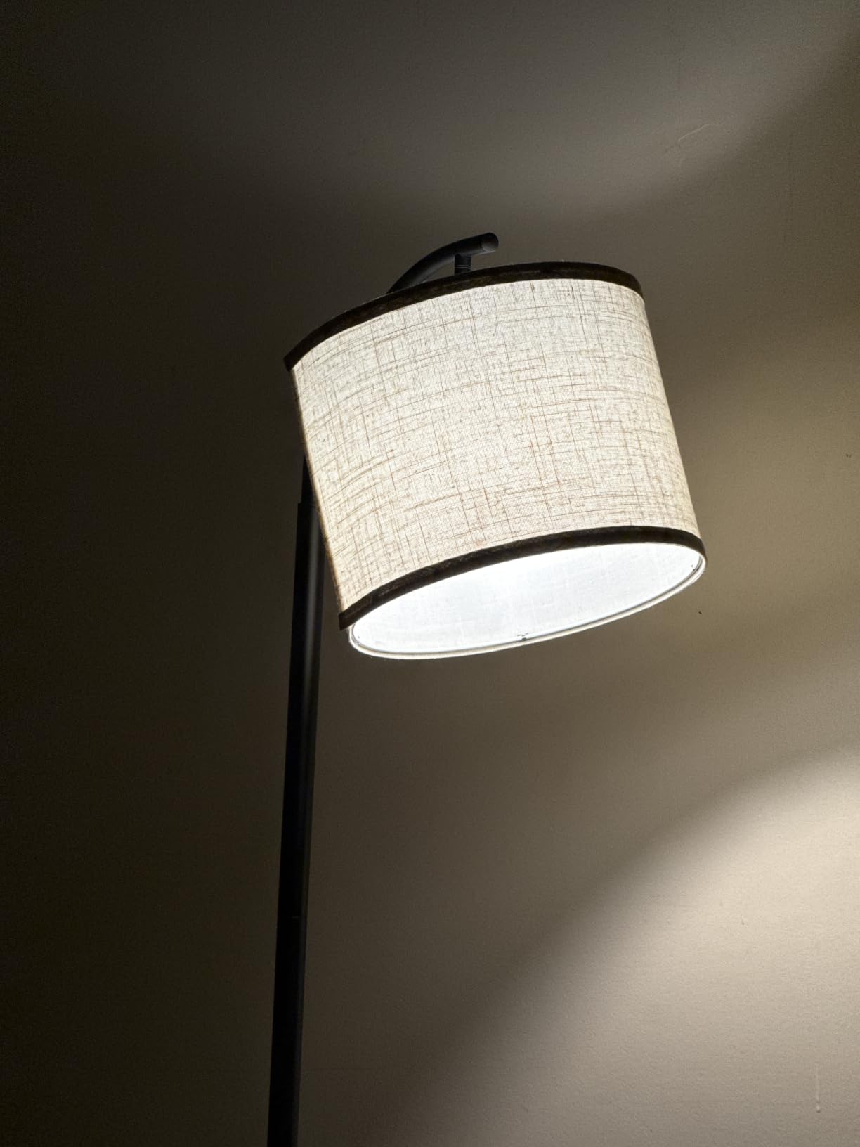 ROTTOGOON Floor Lamp for Living Room with 3 Color Temperatures LED Bulb, Standing Lamp Tall Industrial Floor Lamp Reading for Bedroom, Office (9W LED Bulb, Beige Lampshade Included) -Black customer photo 1