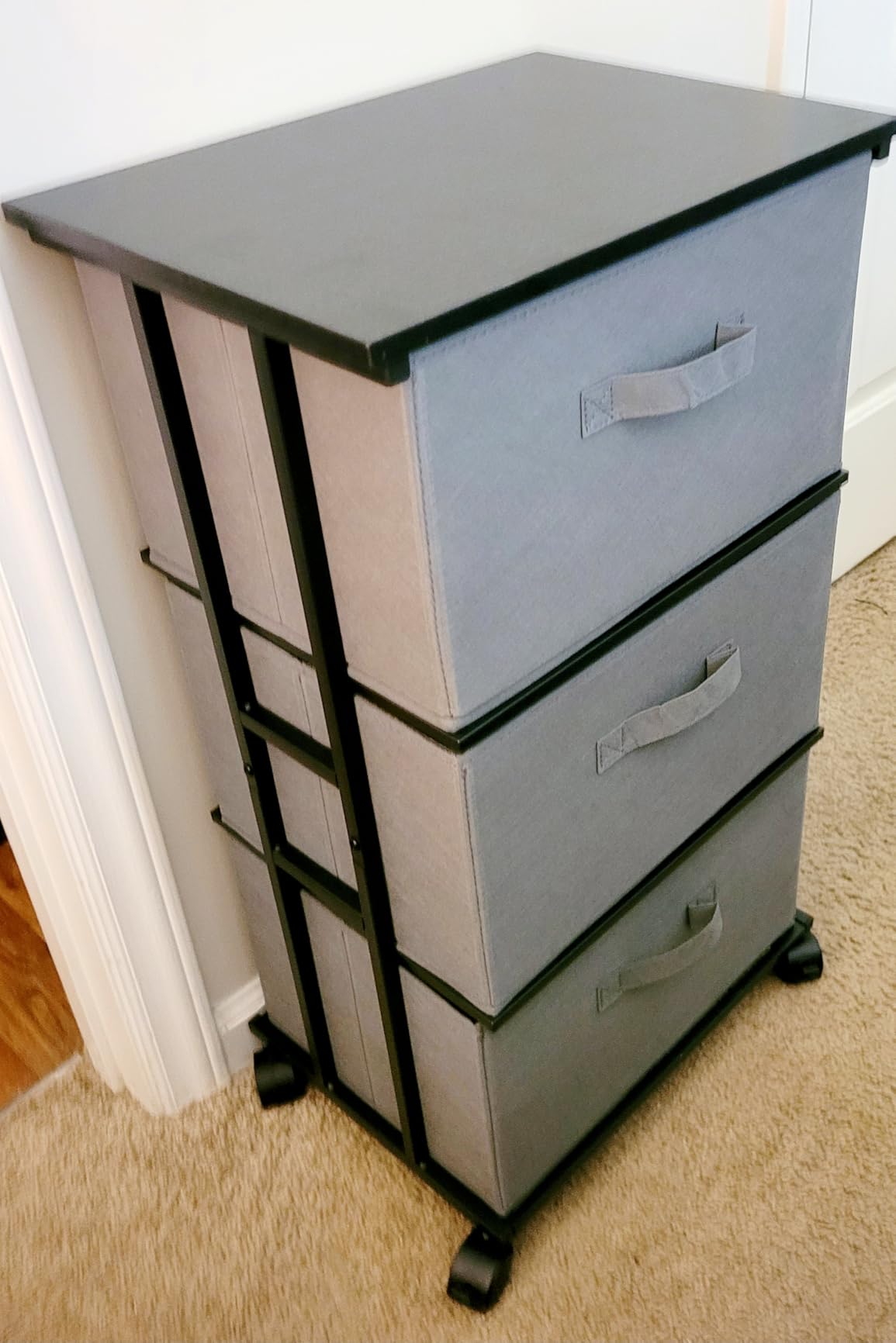 MAX Houser Dresser Storage with 3 Drawers, Fabric Dresser Tower, Vertical Storage Unit for Bedroom, Closet, Office, Black customer photo 1