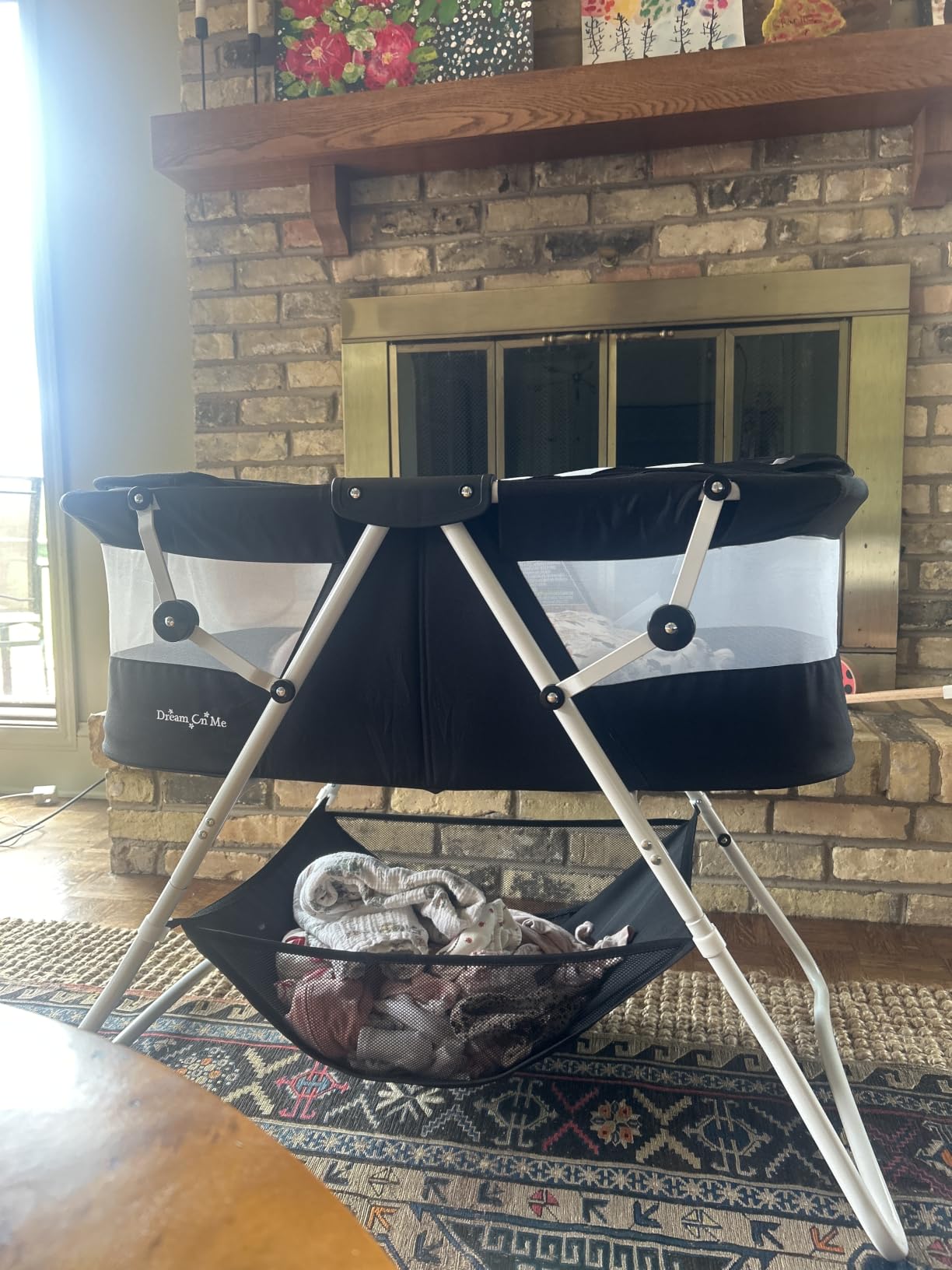 Dream On Me Karley Portable Infant Bassinet, Double Mesh Canopy, Black | Quick Foldable Travel Bassinet with Storage Basket, Mattress Pad Included, Lightweight, For Indoor Outdoor Use, BSA Verified customer photo 1