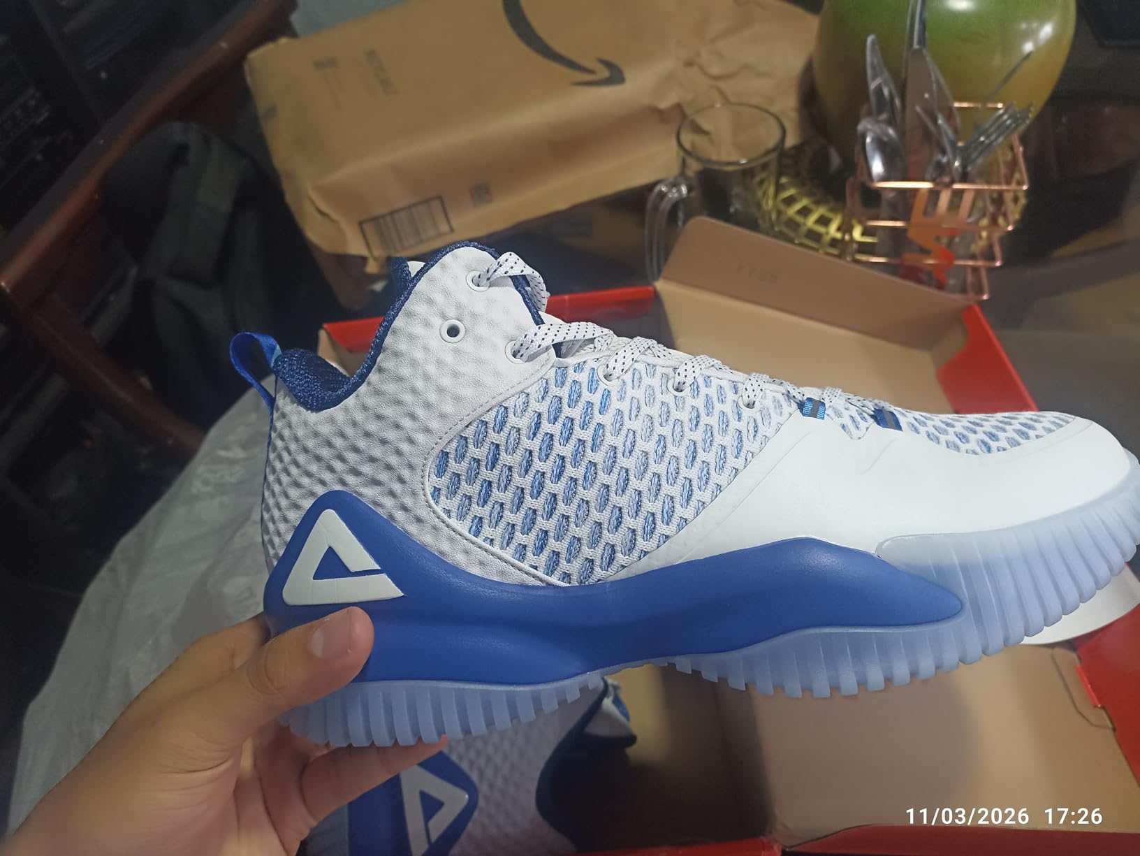 PEAK High Top Mens Basketball Shoes Lou Williams Streetball Master Breathable Outdoor Sneakers Pickleball Shoes Cushioning Shoes for Fitness customer photo 2