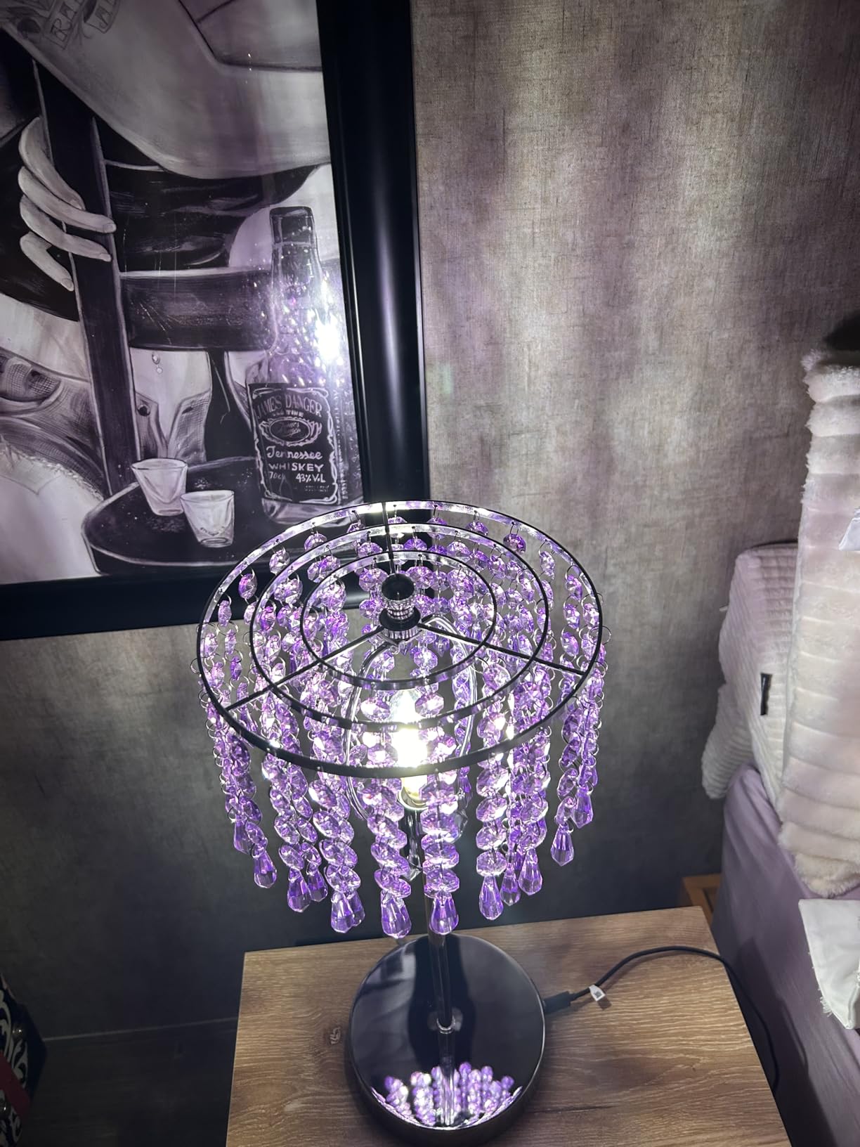 USB Bedside Crystal Lamp, 3 Way Dimmable Touch Nightstand Lamp with USB C+A Charging Ports, Lavender Table Lamps Decorative Accent Lamps Silver for Bedroom, Living Room, Office, B11 LED Bulb Included customer photo 2