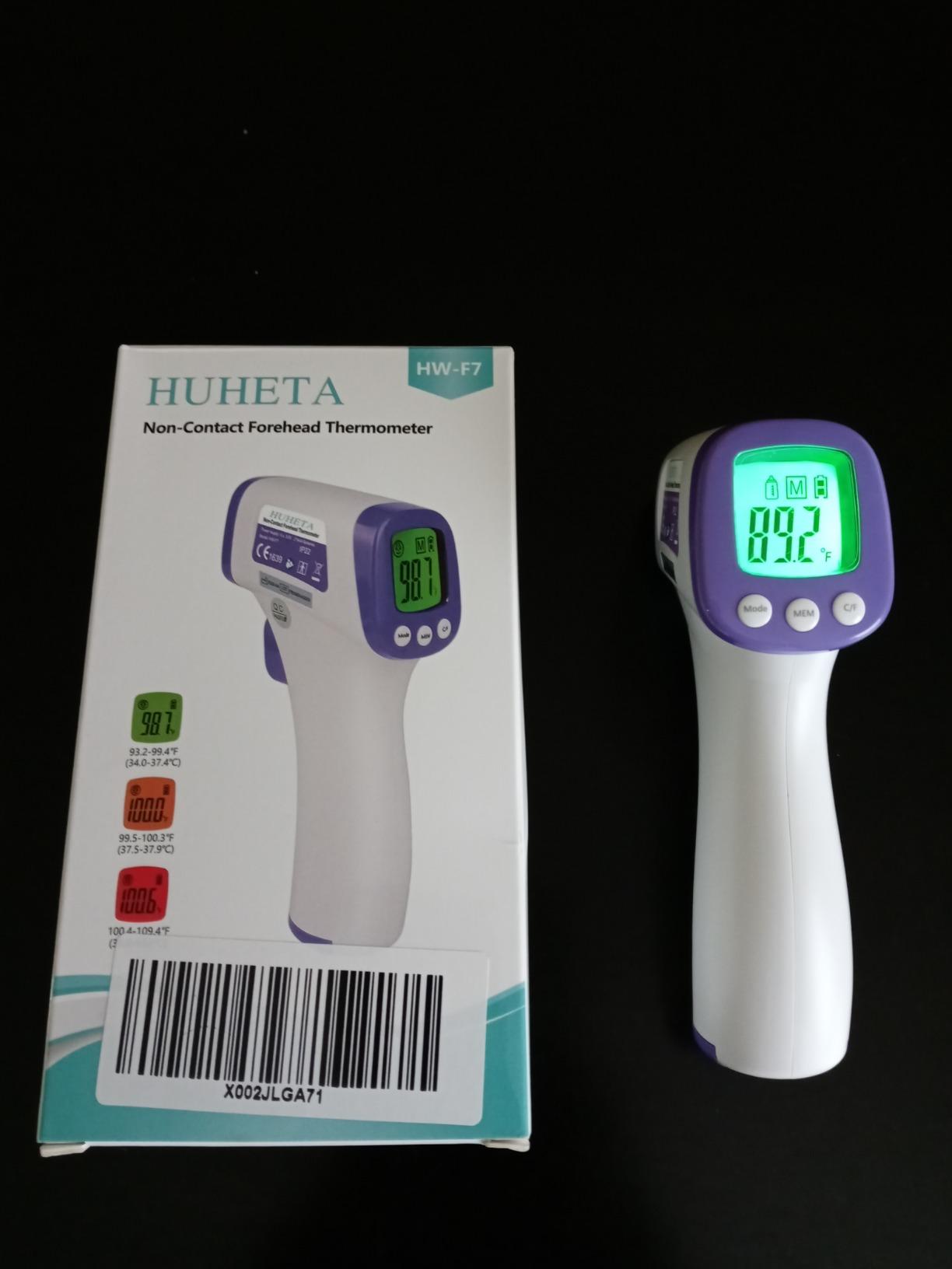 HUHETA Infrared Thermometer for Adults, Non Contact Forehead Thermometer with Fever Alarm, Accurate Reading and Memory Function, Body Temperature & Surface of Objects Use (Purple) customer photo 1