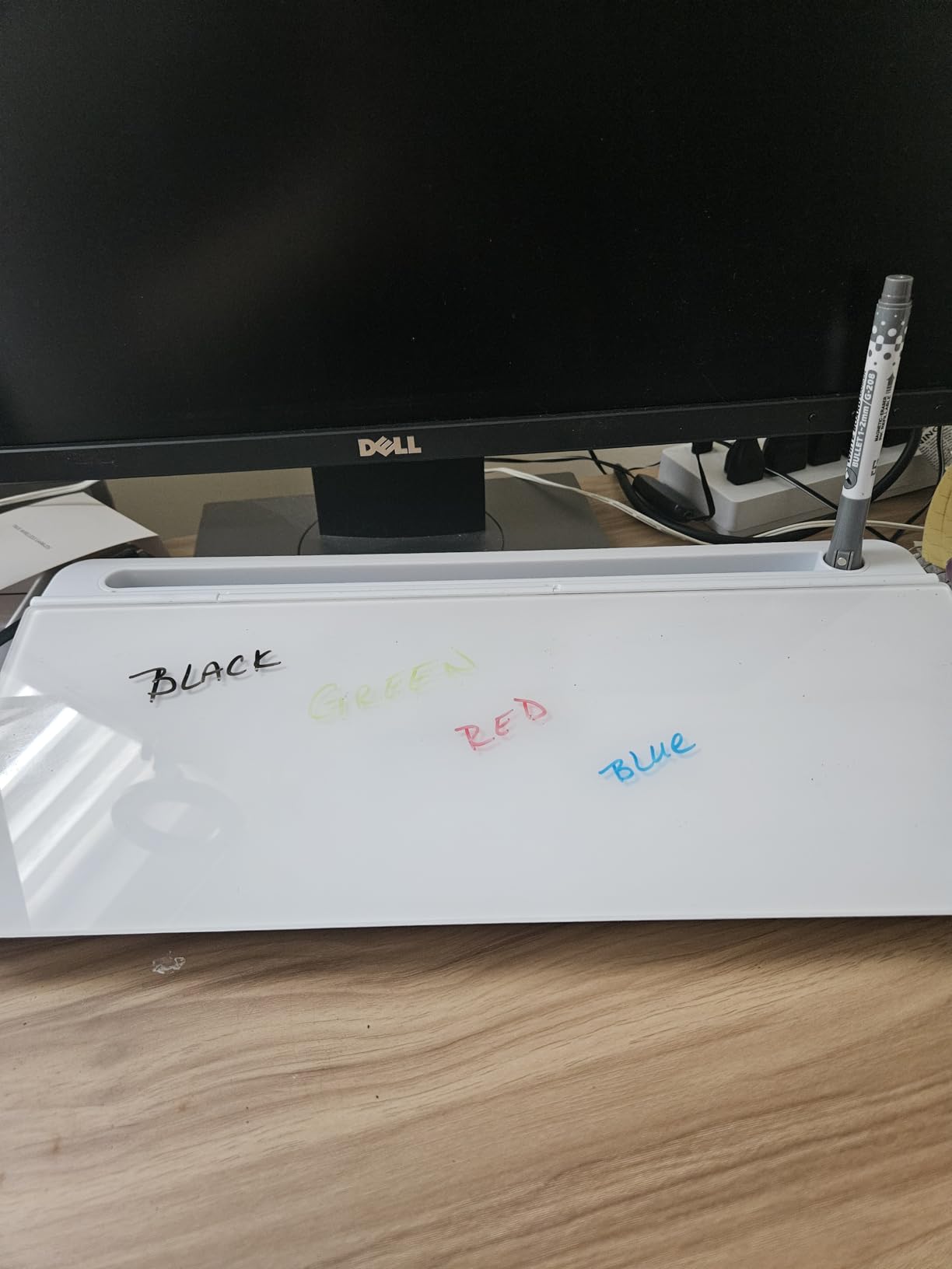 TSJ OFFICE Small Desktop Whiteboard -Glass Dry Erase Board Computer Keyboard Stand White Board Surface Pad with Drawer, Desk Organizers with Accessories for Office, Home, School Supplies - White customer photo 1