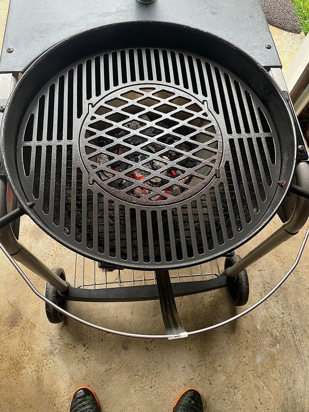 onlyfire 2-in-1 Cast Iron Grill Grate Replacement Weber Gourmet BBQ System | For Weber 22-inch Kettle Charcoal Grills customer photo 2