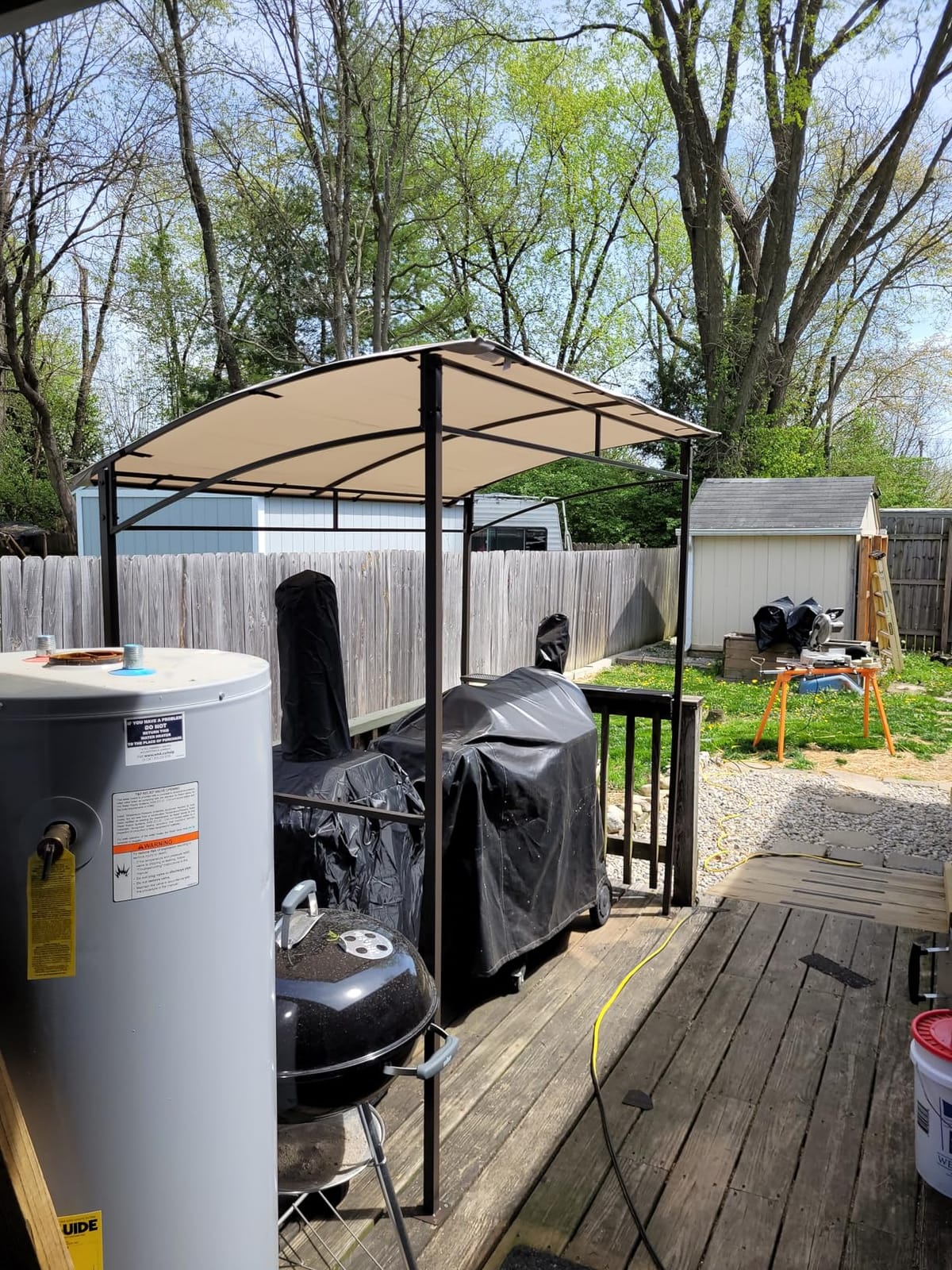 Tangkula 7ft Grill Gazebo, Patio Barbecue Canopy with Serving Shelf and Storage Hooks, Curved Grill Shelter w/Heavy-Duty Steel Frame Sunshade Gazebo for Outdoor Garden (Coffee) customer photo 1