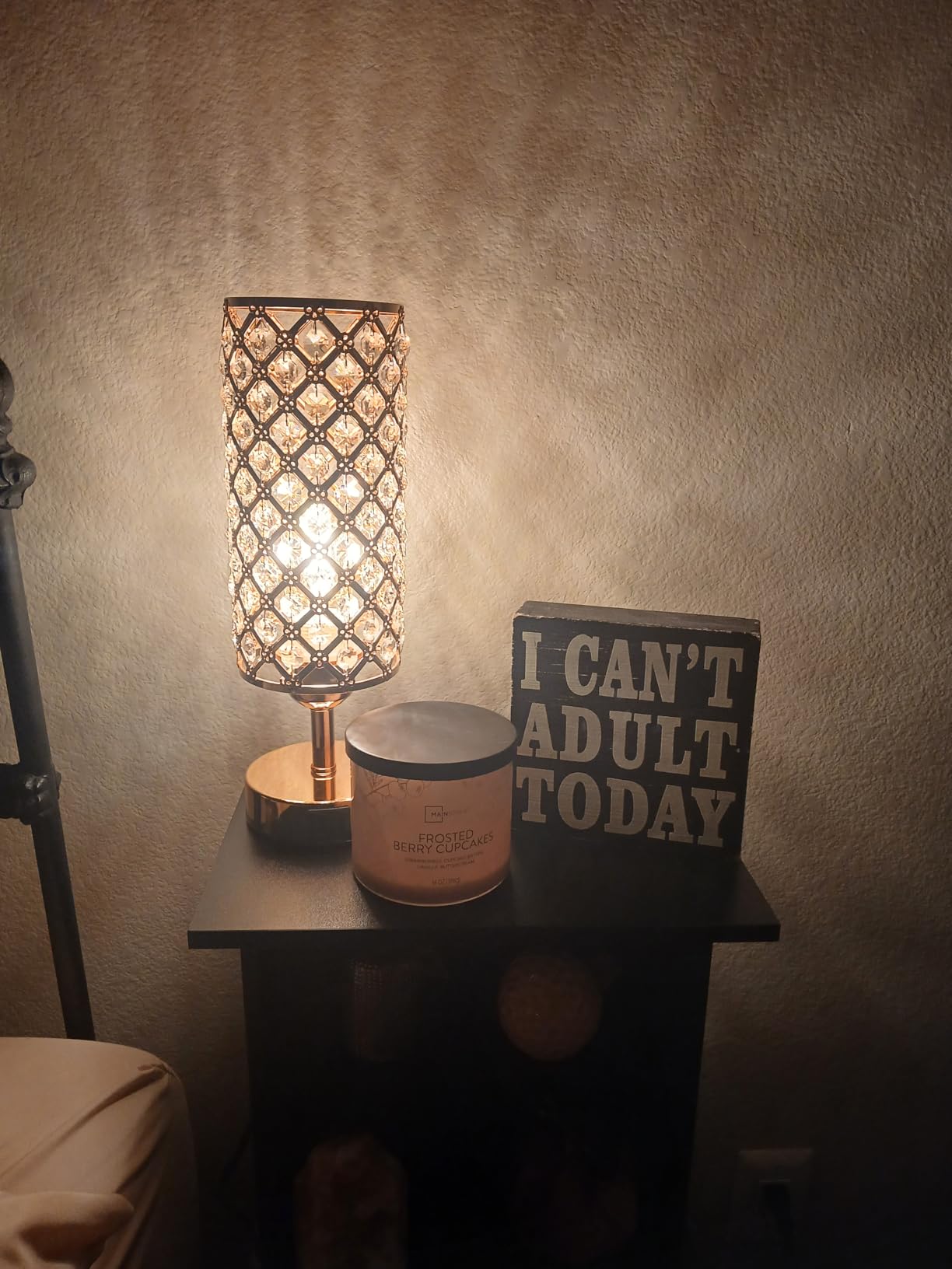 Pink Crystal Table Lamp, 3 Way Dimmable Touch Lamps for Night Stands customer photo 2