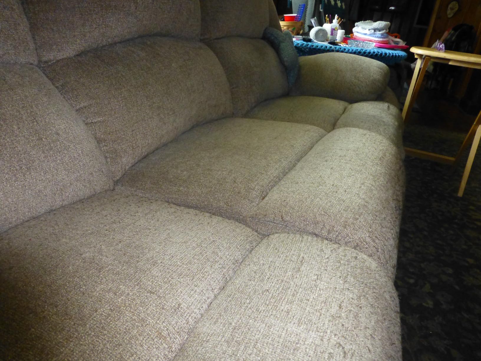 Signature Design by Ashley Power Reclining Sofa, 3-Seater Couch, Draycoll | Space-saving 4-in wall-hugger profile, Integrated zero-draw USB ports, Plush slate polyester chenille upholstery customer photo 1