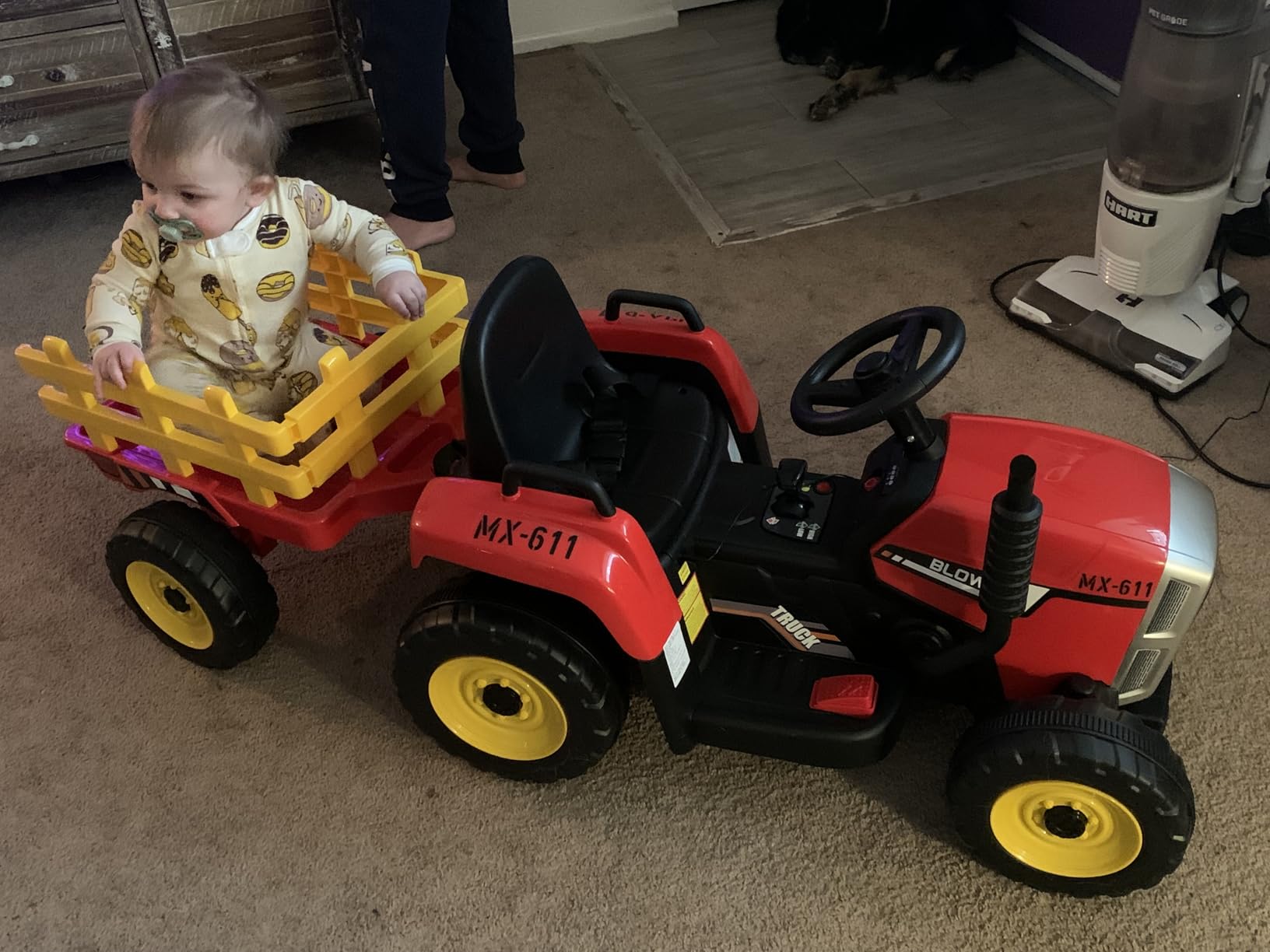 Costzon Ride on Tractor with Detachable Trailer, Kids' Electric Vehicles w/3-Gear-Shift Ground Loader, Wireless Design & USB, 7 LED Headlights, Remote Control Tractor Toy for Kids 3+ (12V, Green) customer photo 2