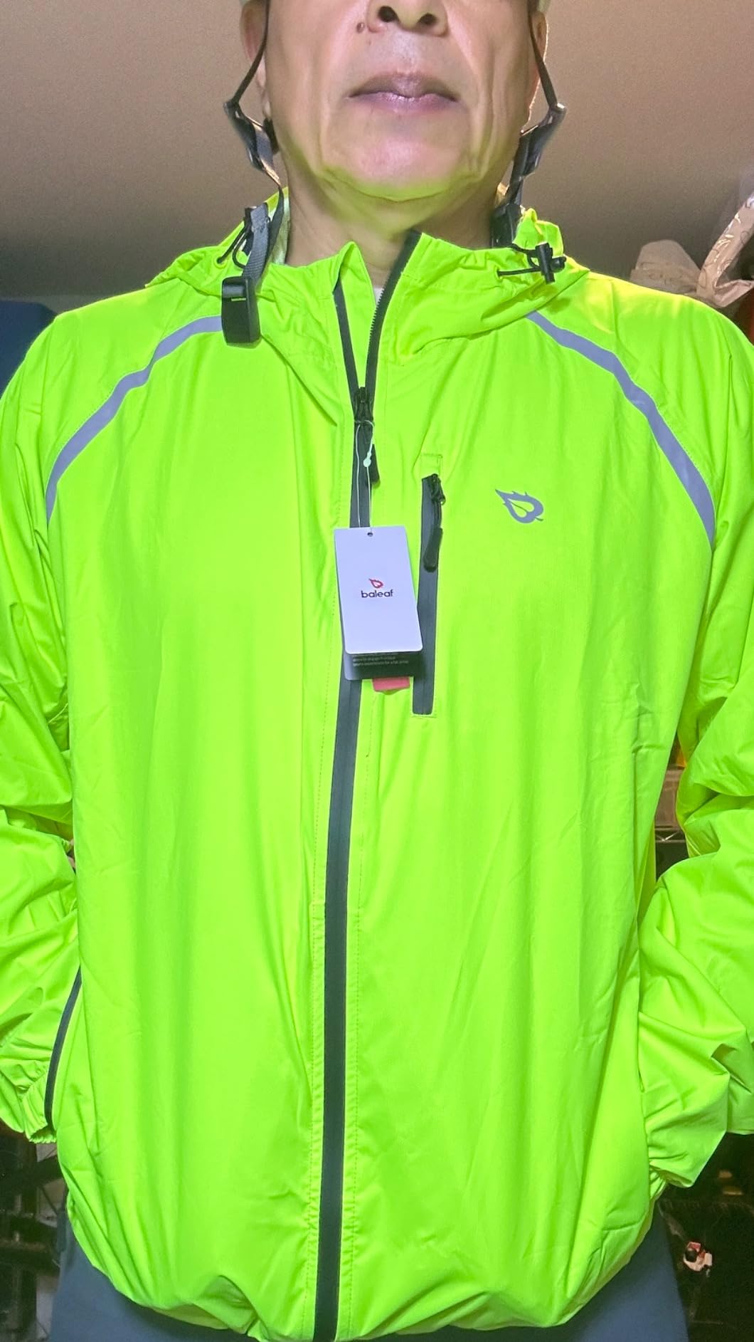 baleaf Men's Rain Jacket Waterproof Hood Lightweight Reflective Packable customer photo 2