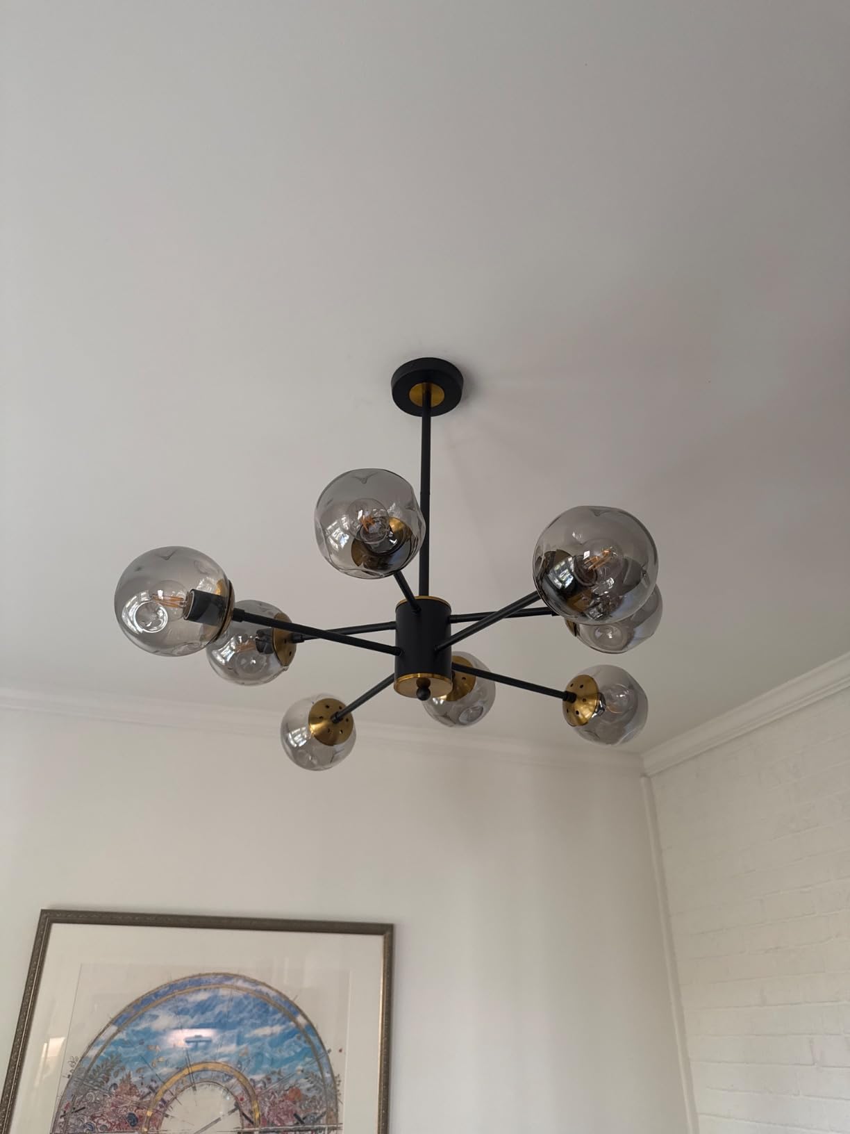 8 Light Chandelier Pendant Lighting Black with Glass Globes Classic Vintage Sputnik Ceiling Light Fixture for Kitchen Living Room Dining Room Bedroom Farmhouse.. customer photo 1