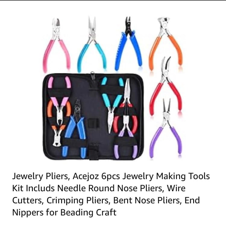 Acejoz Jewelry Making Tools Kit: 6pc Set, Including Needle Round Nose, Wire Cutters, Crimper & End Nippers for Beading & Craft customer photo 1