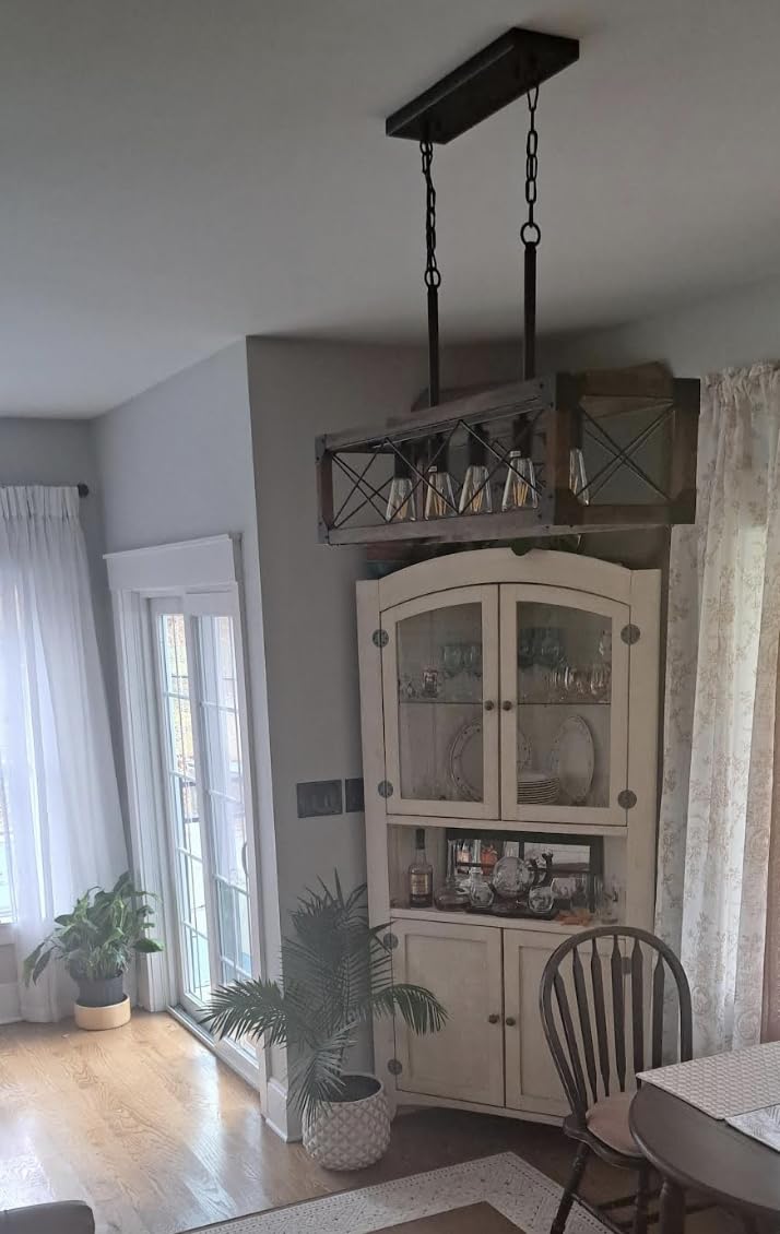 Farmhouse Kitchen Island Lighting, 5-Light Dining Room Light Fixture, Farmhouse Linear Chandelier with Solid Wood for Dining Room Kitchen Bar Pool Table customer photo 1
