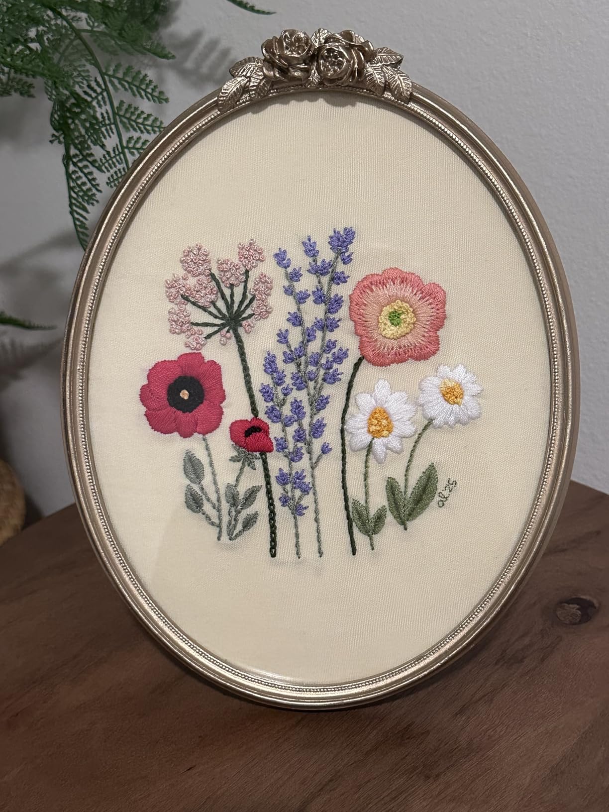Uphome 3 Pack Embroidery Starter Kit for Beginners Stamped Cross Stitch Kits with Cute Flowers and Plants Patterns with 1 Embroidery Hoop and Color Threads for Adults Kids customer photo 1