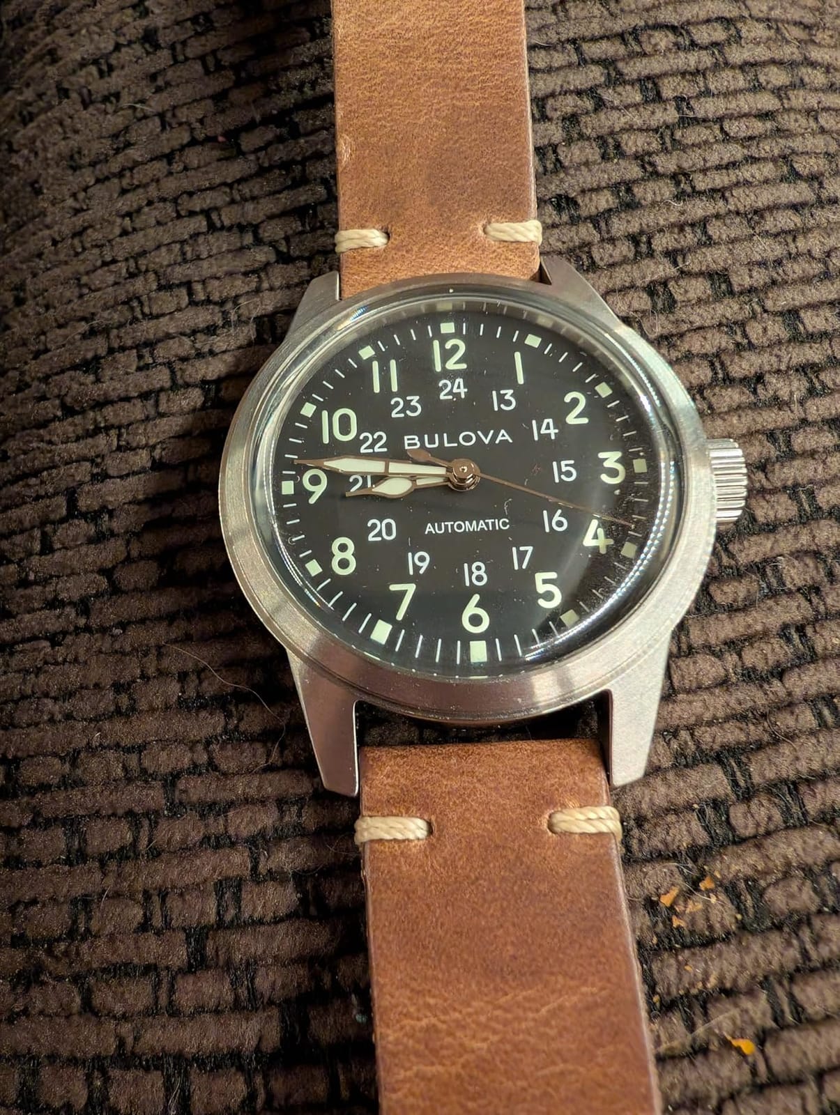 Bulova Men's Military Heritage Hack Veteran's Watchmaking Initiative Watch in Stainless Steel with 3-Hand Automatic, Green NATO Strap Style: 96A259 customer photo 1