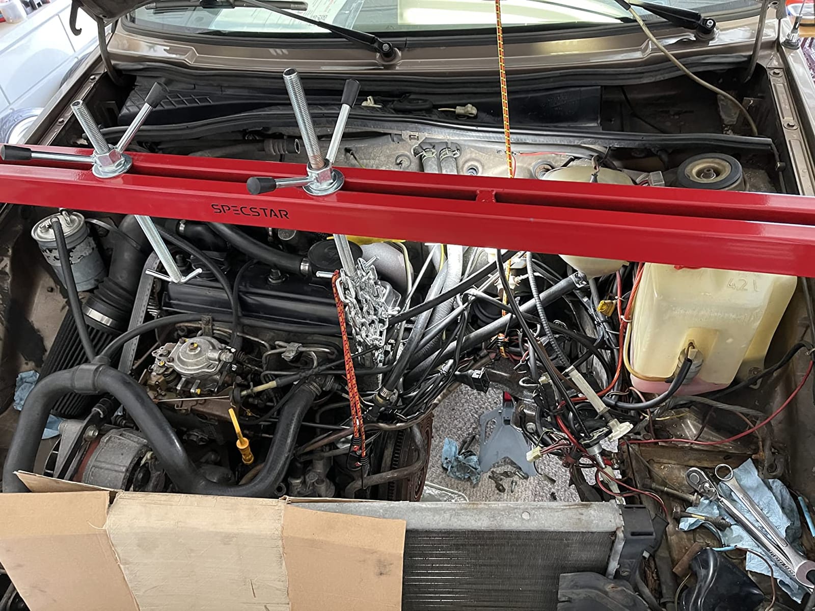 SPECSTAR 1100 Lbs Engine Support Bar Transverse Hoist | Motor Transmission with 2 Points Lift Holder and Dual Hooks customer photo 1