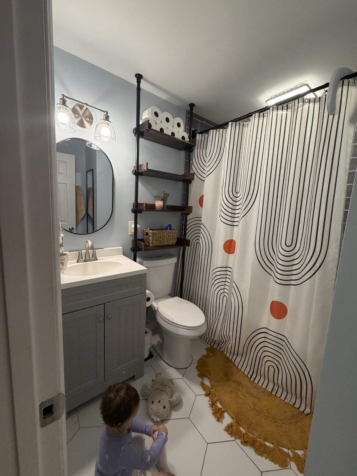 ALLZONE Tension Over The Toilet Storage Cabinet, No-Drill, Fits 92-116 in. customer photo 2