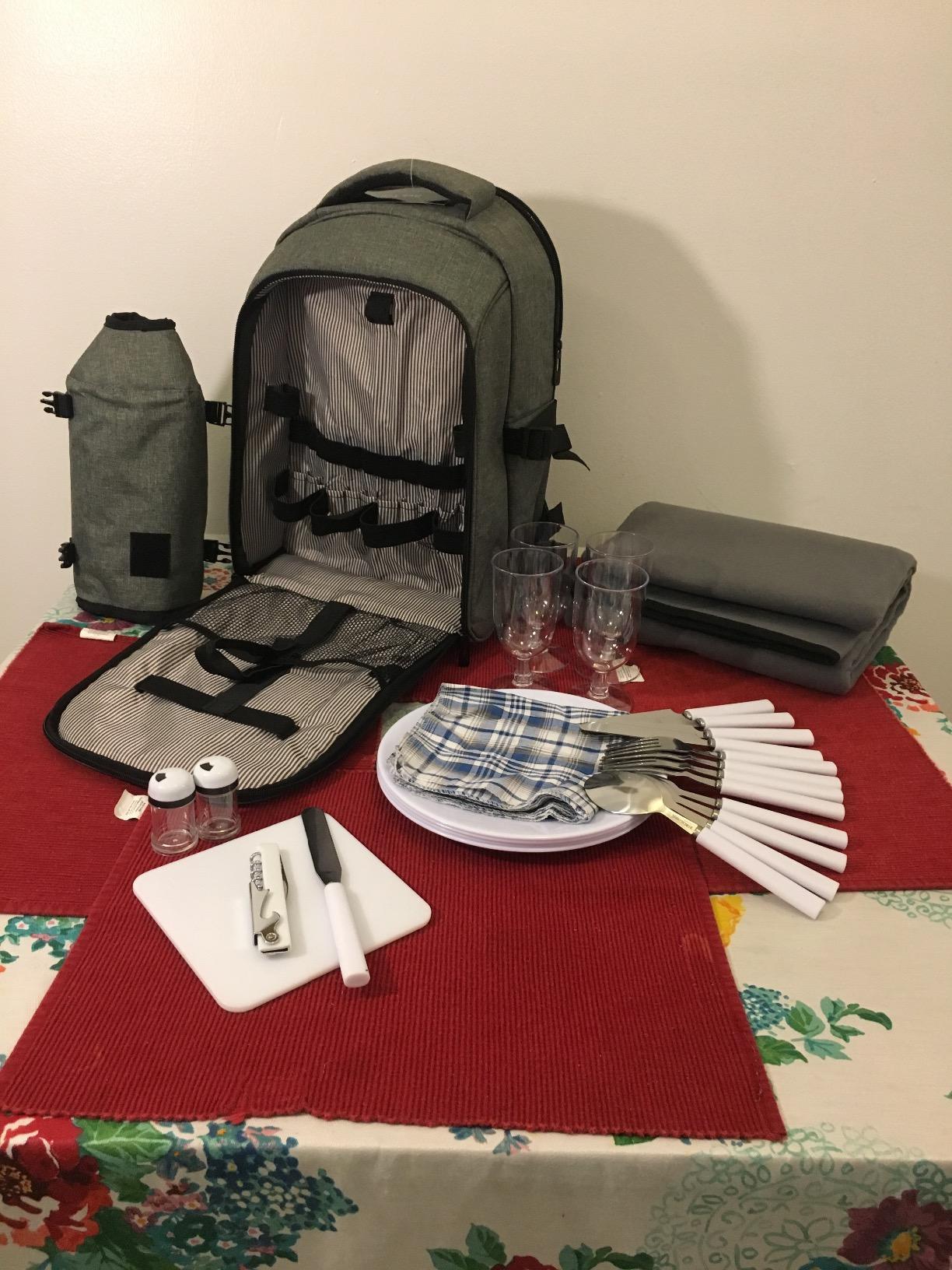 Hap Tim Picnic Basket Backpack for 2 Person with 2 Insulated Cooler Compartment, Wine Holder, Fleece Blanket, Cutlery Set, Wedding Gifts for Couples customer photo 1
