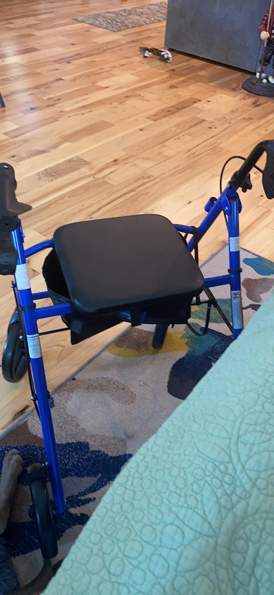 Medline Standard Adult Steel Rollator Walker Aid, Light Blue, 300 lb. Weight Capacity, 8” Wheels, Foldable, Adjustable Handles, Rolling Walker for Seniors customer photo 2