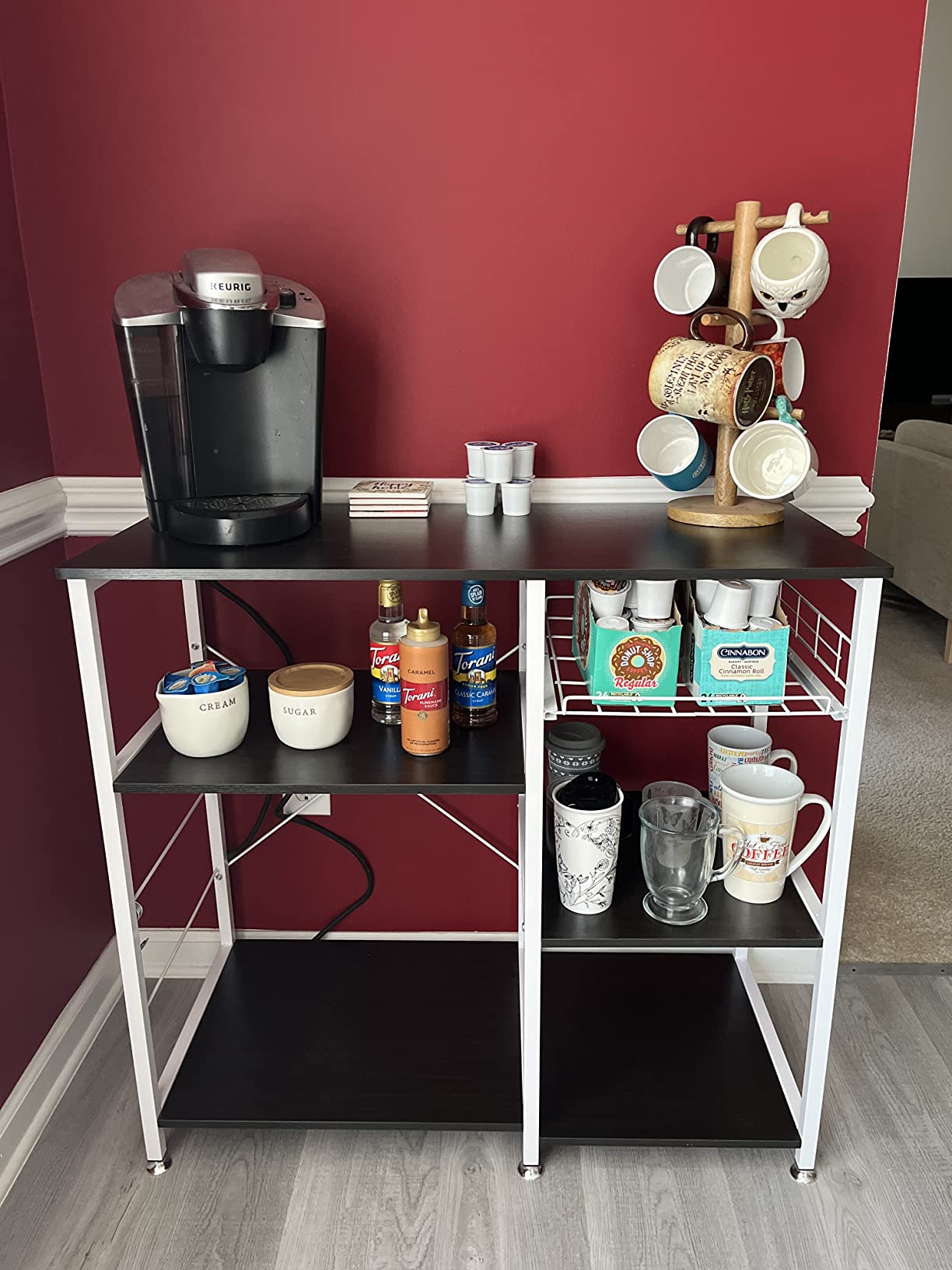 soges 3-Tier Kitchen Baker's Rack, Compact Microwave Stand, Rustic Brown customer photo 2