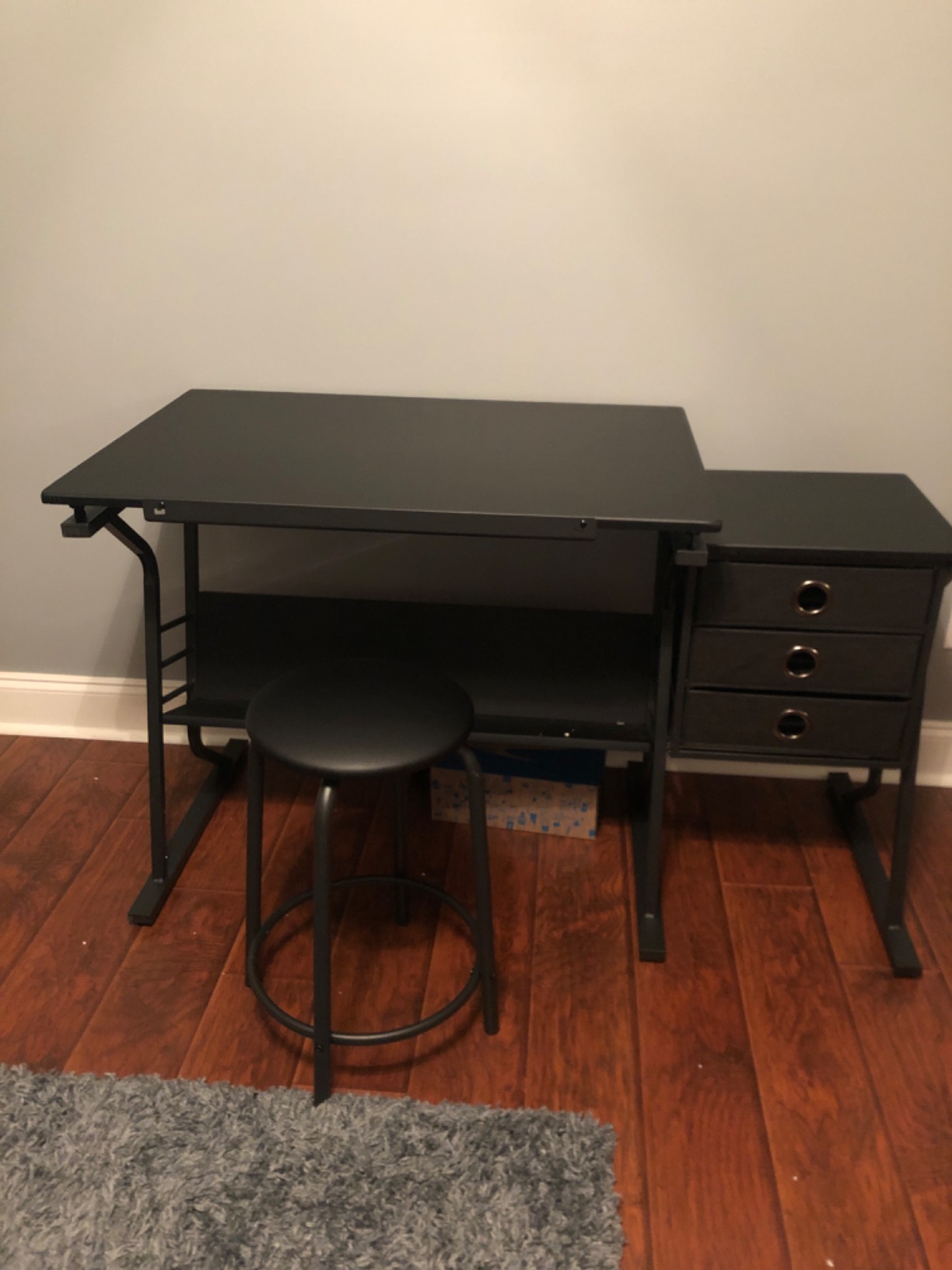 Yaheetech Tilting Drafting Table Art Craft Desk with Stool, Drawers, Black customer photo 1