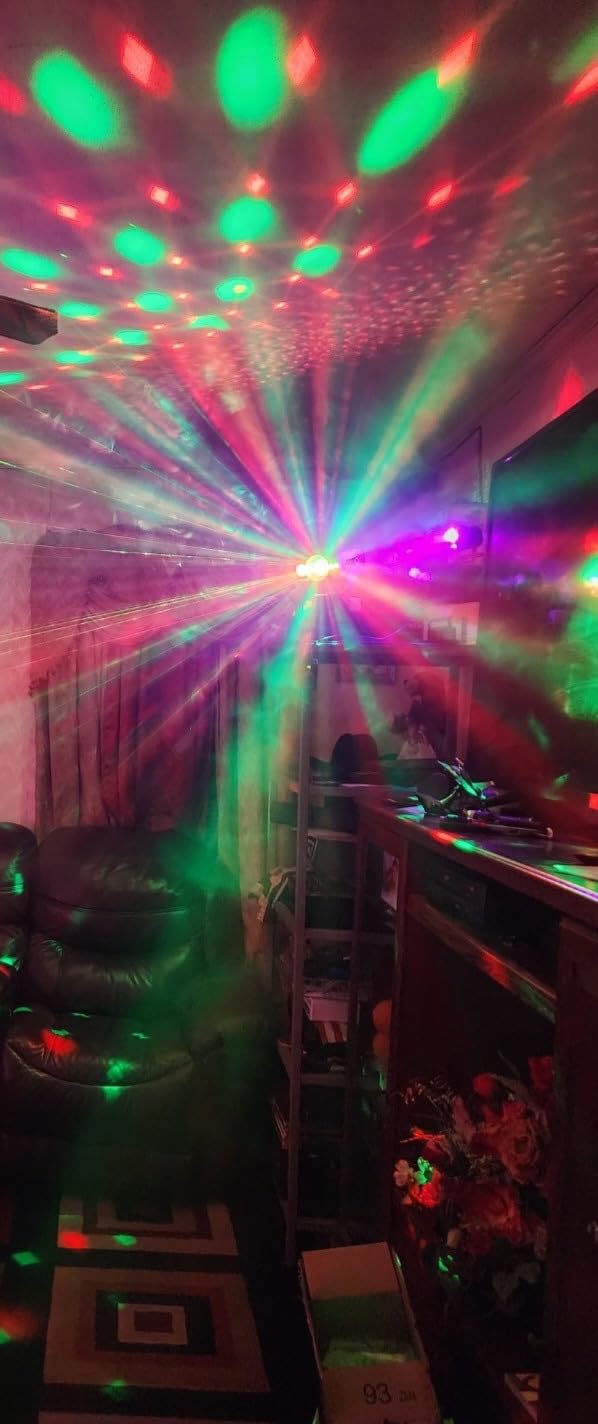 DJ Disco Stage Party Lights, LED Sound Activated Laser Light RGB Flash Strobe Projector with Remote Control for Christmas Halloween Decorations Karaoke Pub KTV Bar Dance Gift Birthday Wedding customer photo 1