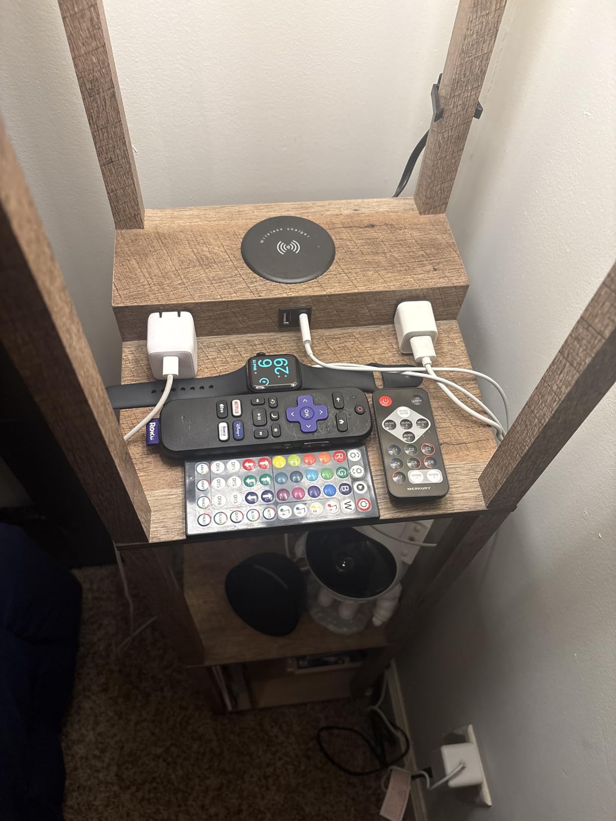 Mlambert Shelf Floor Lamp with Wireless Charger, USB, Type C, AC Port, Wood customer photo 2