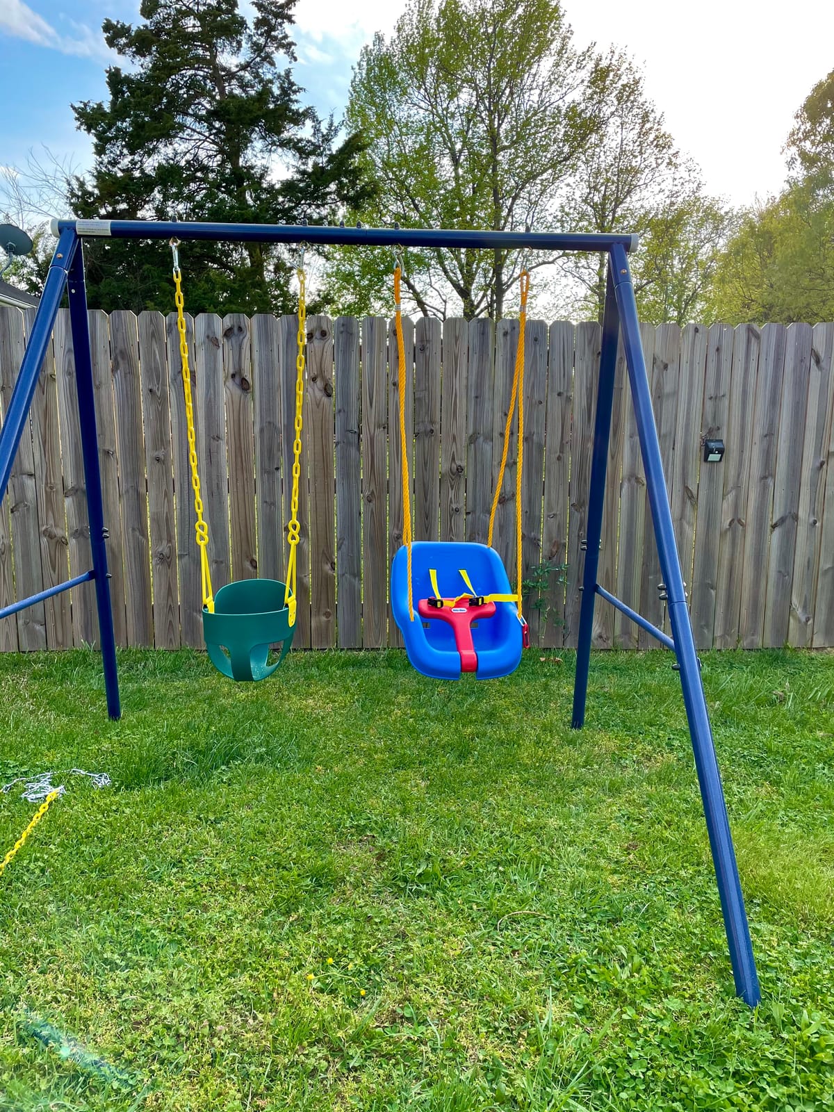 A-Frame Metal Swing Set - Outdoor Backyard Playground for Kids, Toddlers (Two Seat Swing Set) customer photo 2