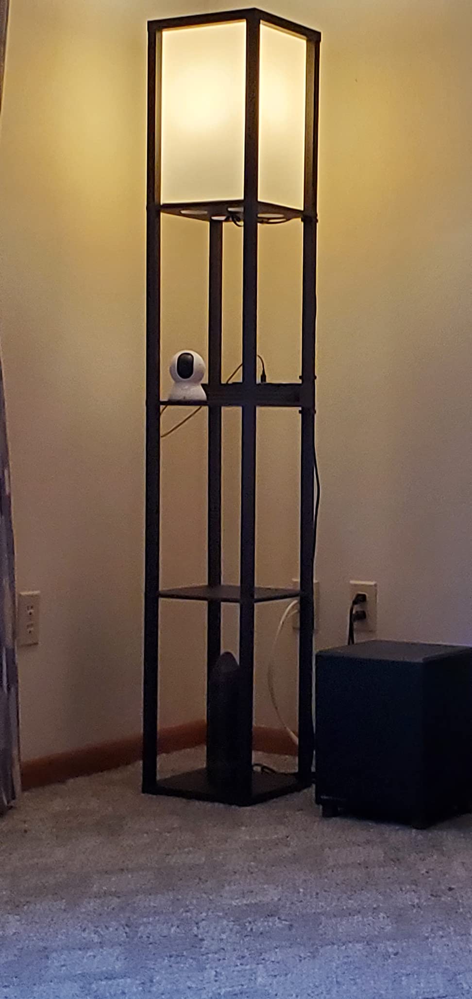 FOLKSMATE Floor Lamp with Shelves Touch Control Charging USB Type C Brown customer photo 1