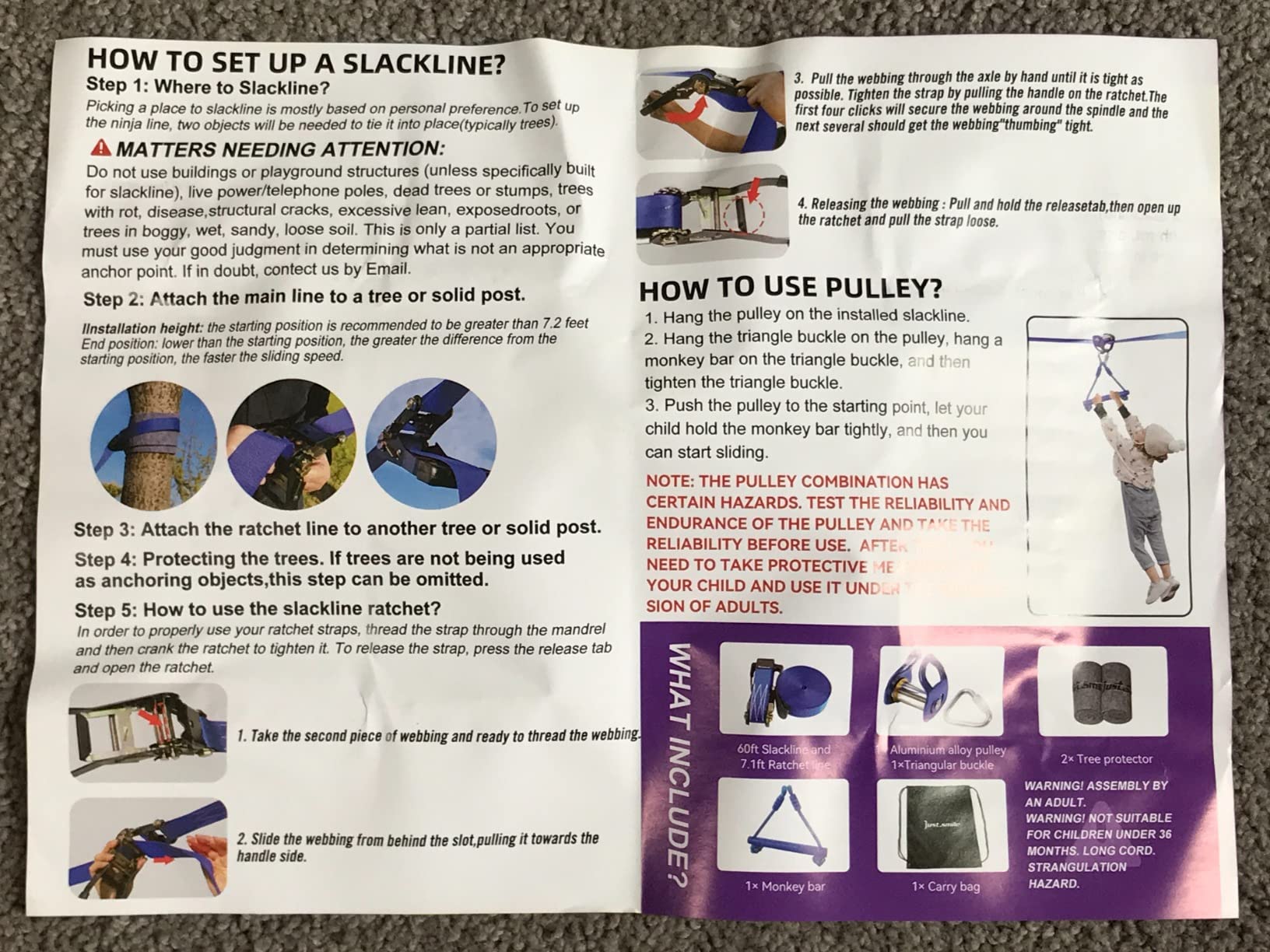 Zip ine Kit for Kids,Stainless steellackline Pulley Slider with Swing seat Zip line,Kids Zipline kit for Backyard with 60ft Ninja Slackline customer photo 1