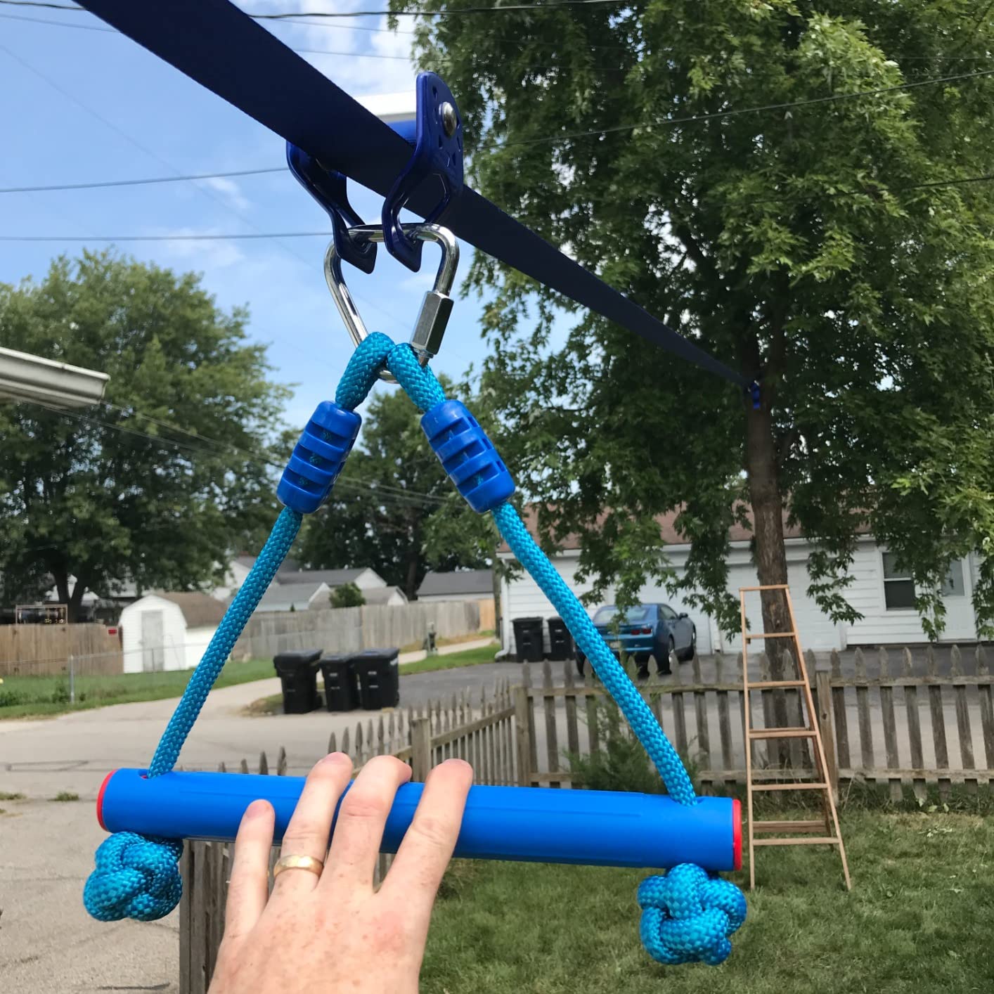 Zip ine Kit for Kids,Stainless steellackline Pulley Slider with Swing seat Zip line,Kids Zipline kit for Backyard with 60ft Ninja Slackline customer photo 2