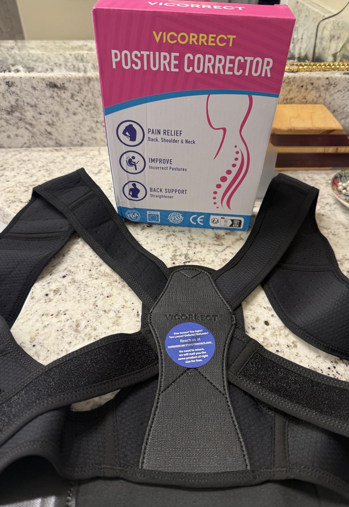 Vicorrect Posture Corrector for Women and Men, Adjustable Upper Back Brace for Clavicle Support and Providing Pain Relief from Neck, Shoulder, and Upper Back (S/M) customer photo 1